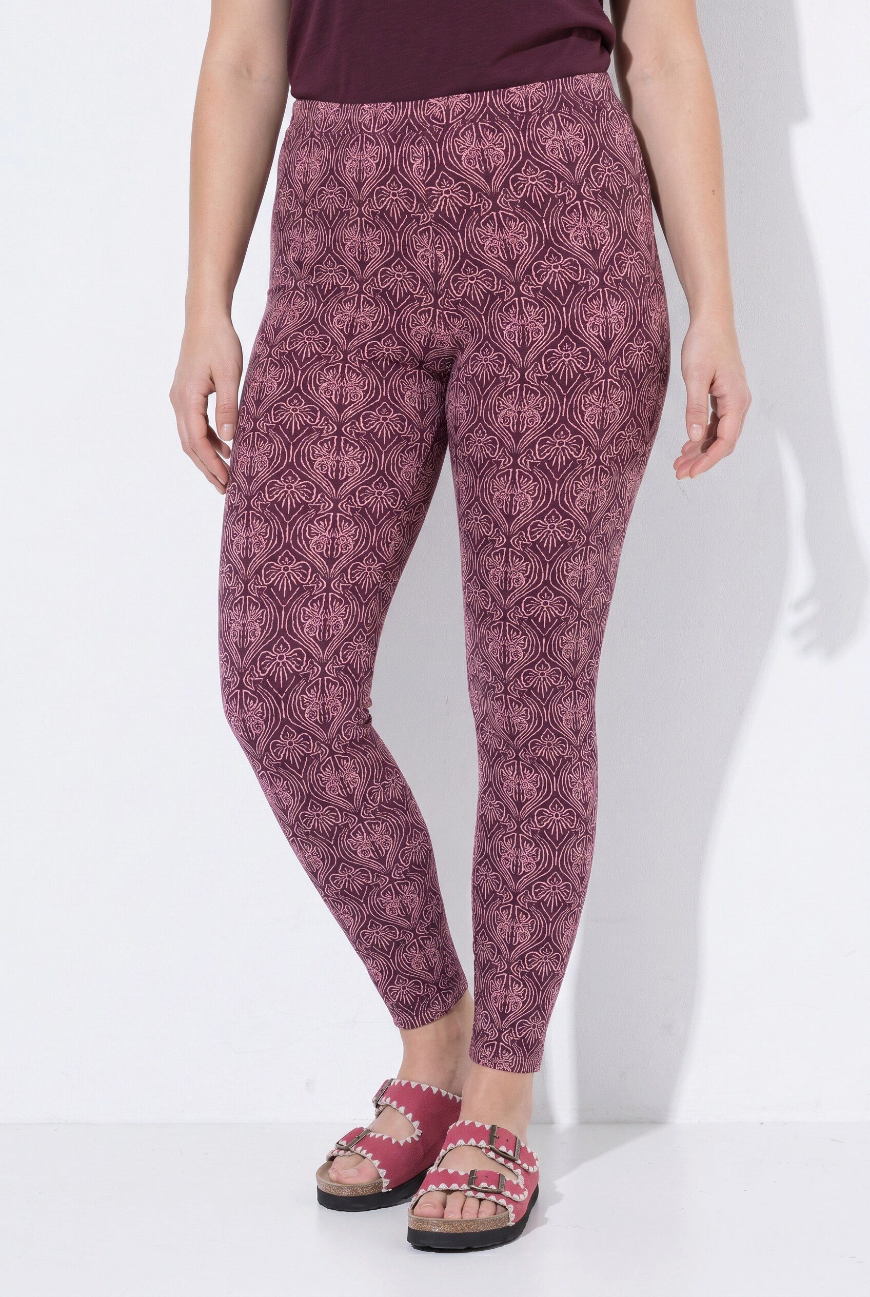 Ulla Popken Leggings Leggings Blüten Elastikbund Stretch Biobaumwolle