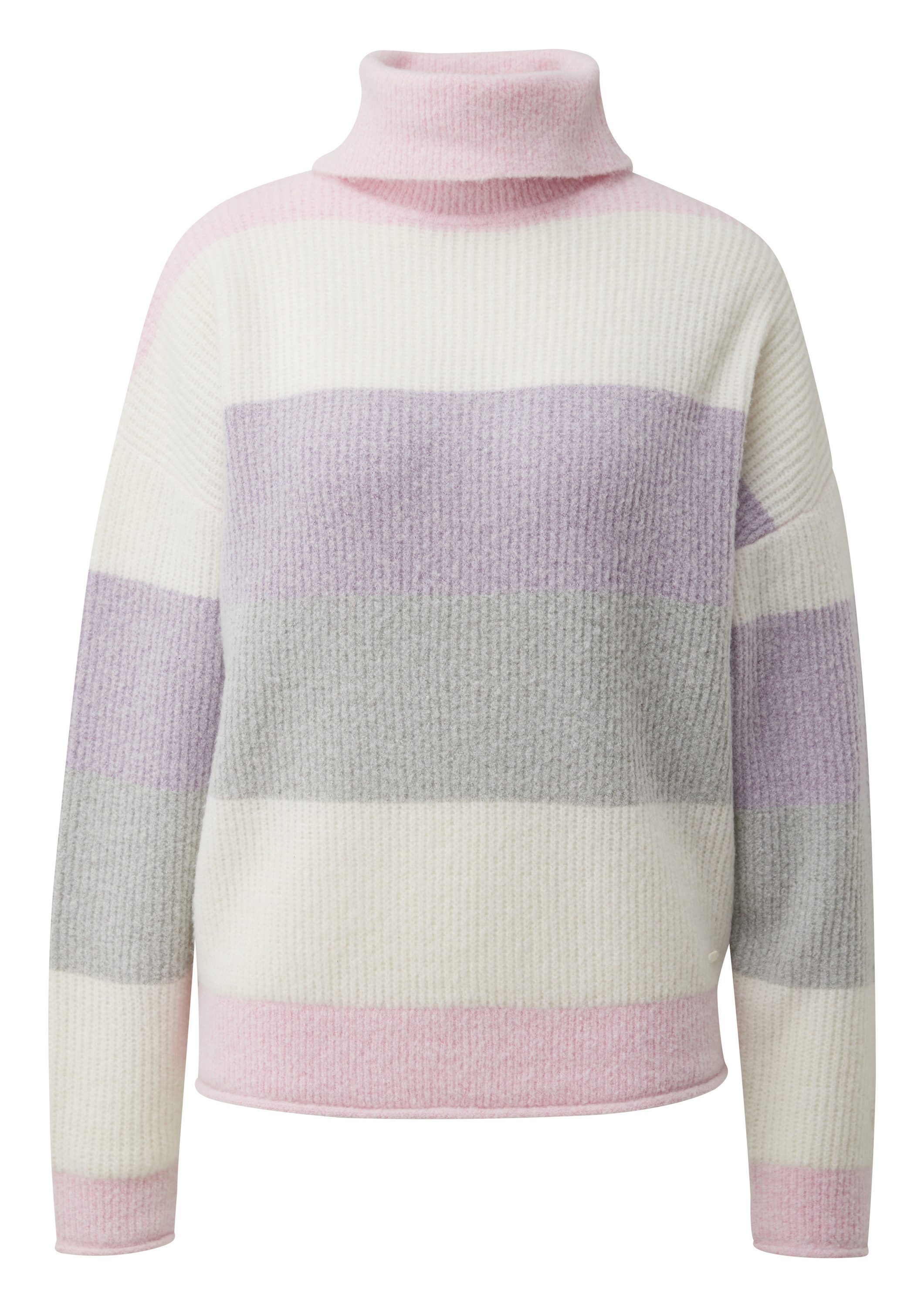 QS Longpullover Strickjacke Rollkragenpullover mit Streifen günstig online kaufen
