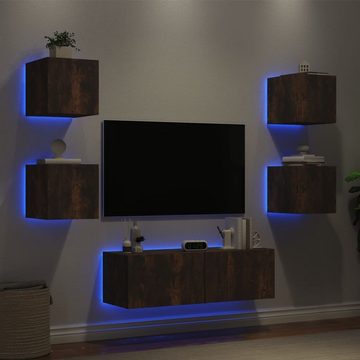 vidaXL TV-Schrank 5-tlg. TV-Wohnwand mit LED-Leuchten Räuchereiche (1-St)