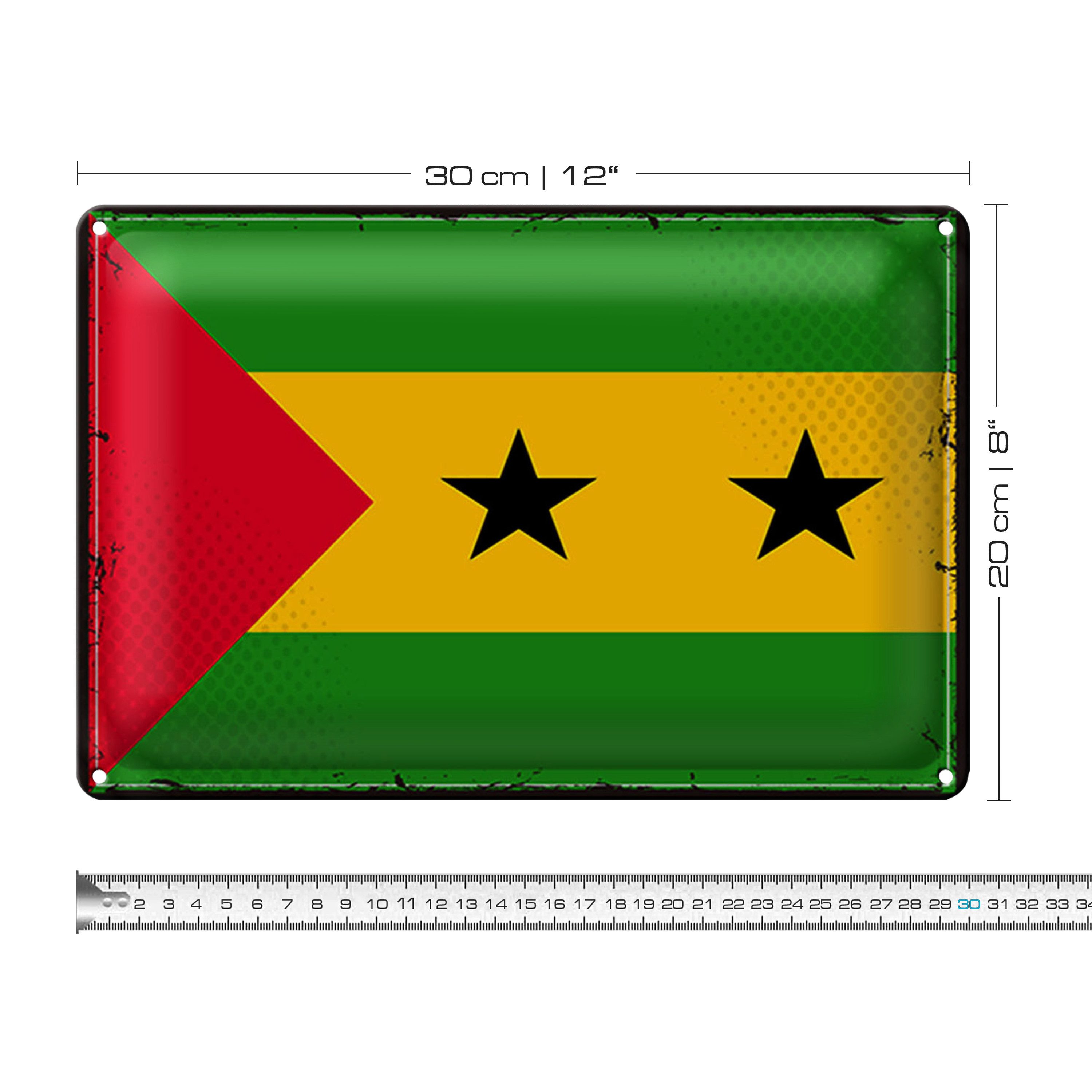 Roomando Metallschild Blechschild Flagge São Tomé und Príncipe 30x20cm Retro Flag