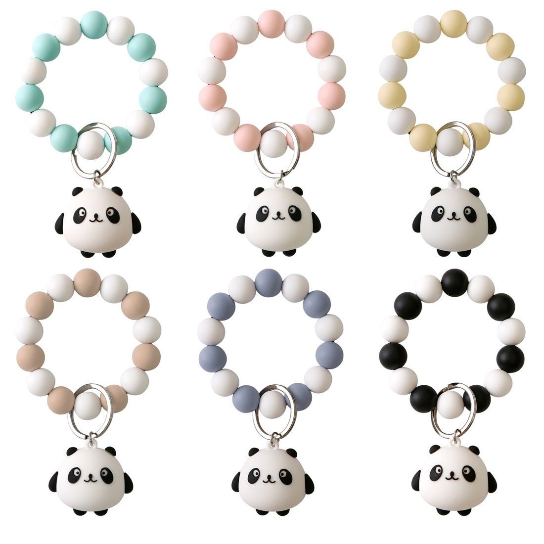 DÖRÖY für das grün Perlen Schlüsselanhänger Silikon-Schlüsselanhänger Panda Handgelenk mit