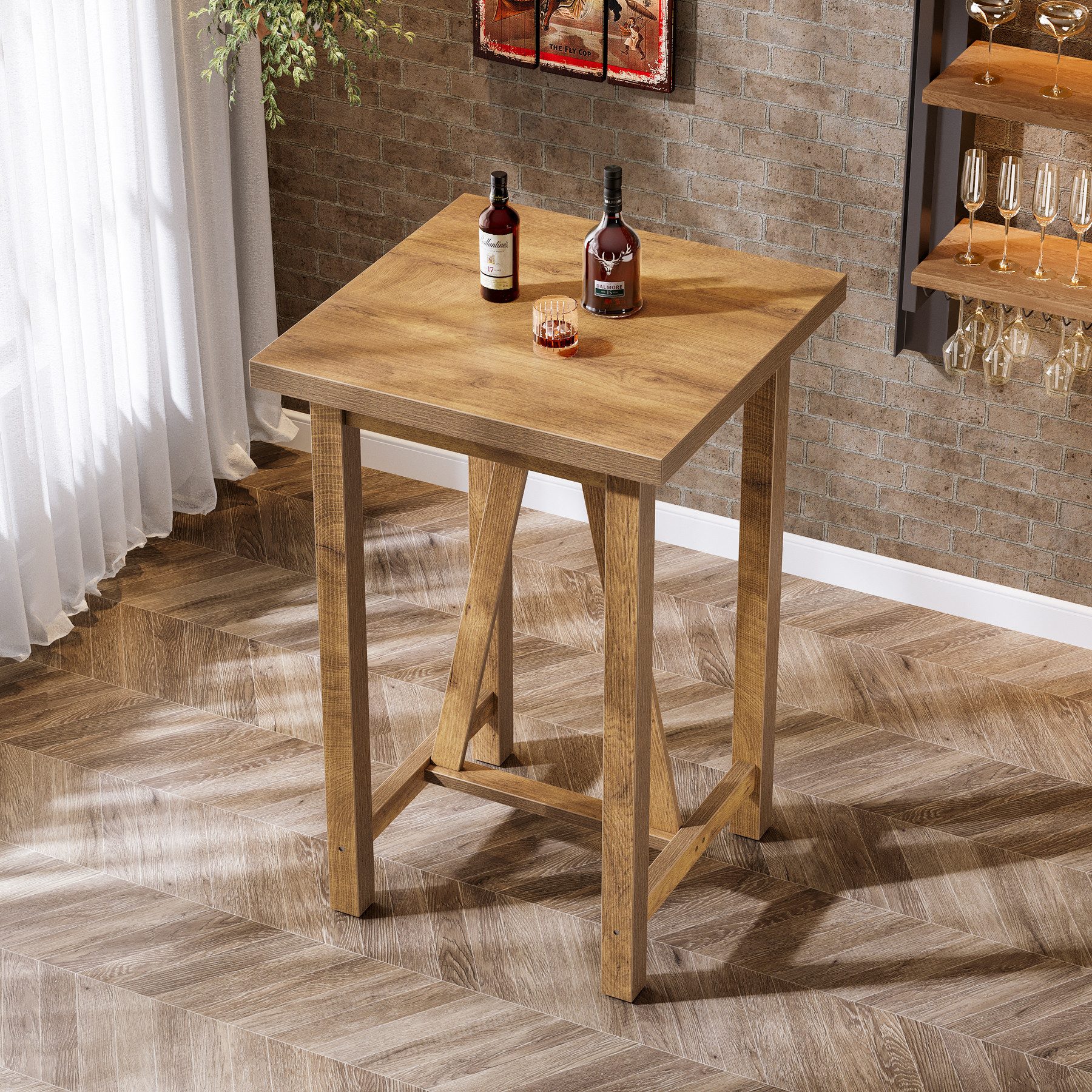 Tribesigns Bartisch 100 cm Stehtisch für Bistros, quadratischer Stehtisch i günstig online kaufen