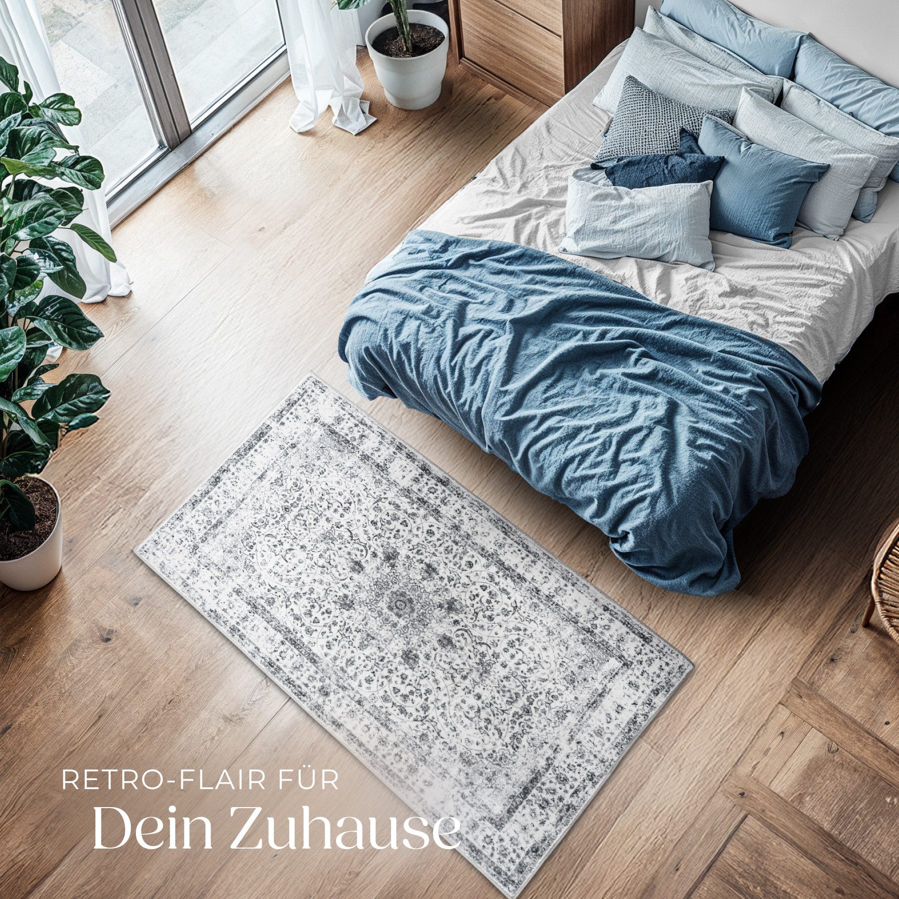 tectake Teppich Vintage Designer Teppich, Eckig, Höhe: 0.6 mm, verschiedene Größen