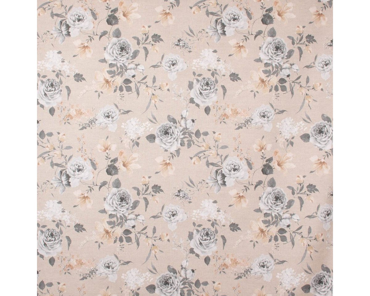 Thumbnail - SCHÖNER LEBEN. Stoff Dekostoff Leinenoptik Romantic Flower Rosen beige grau 140cm, Digitaldruck