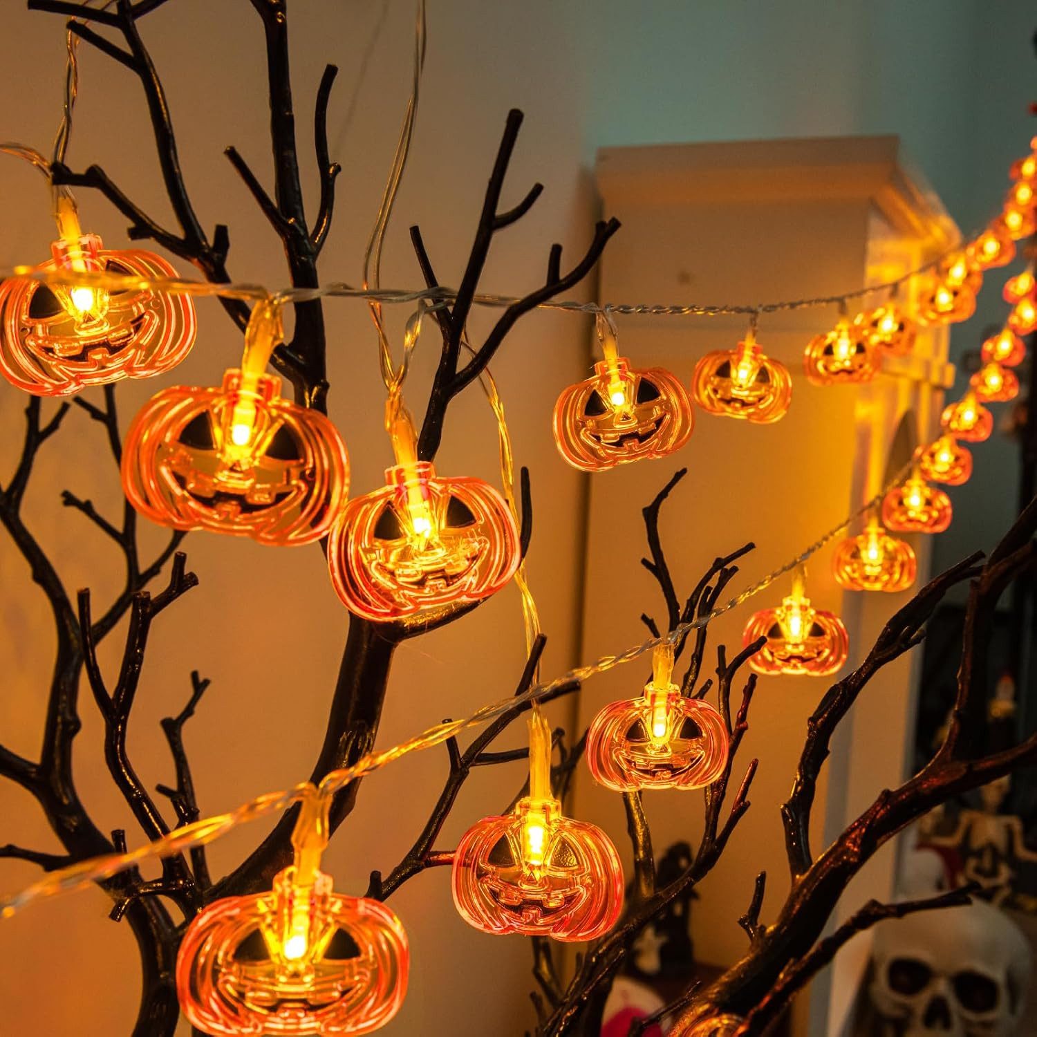 nsihing LED-Lichterkette Halloween Lichterkette 3 m, 20 LED, Batteriebetrieben, IP65, Für Innen & Außen, Ideal für Kürbis- & Halloween-Dekoration – Bild 4 von 5