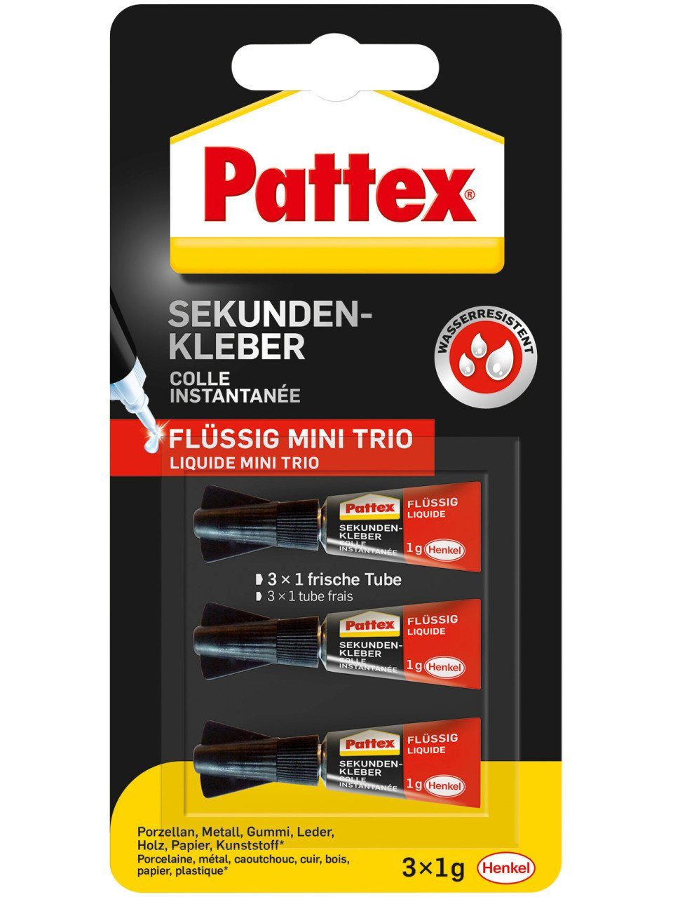 Pattex Bastelkleber Pattex Sekundenkleber Mini Trio 3x 1 g
