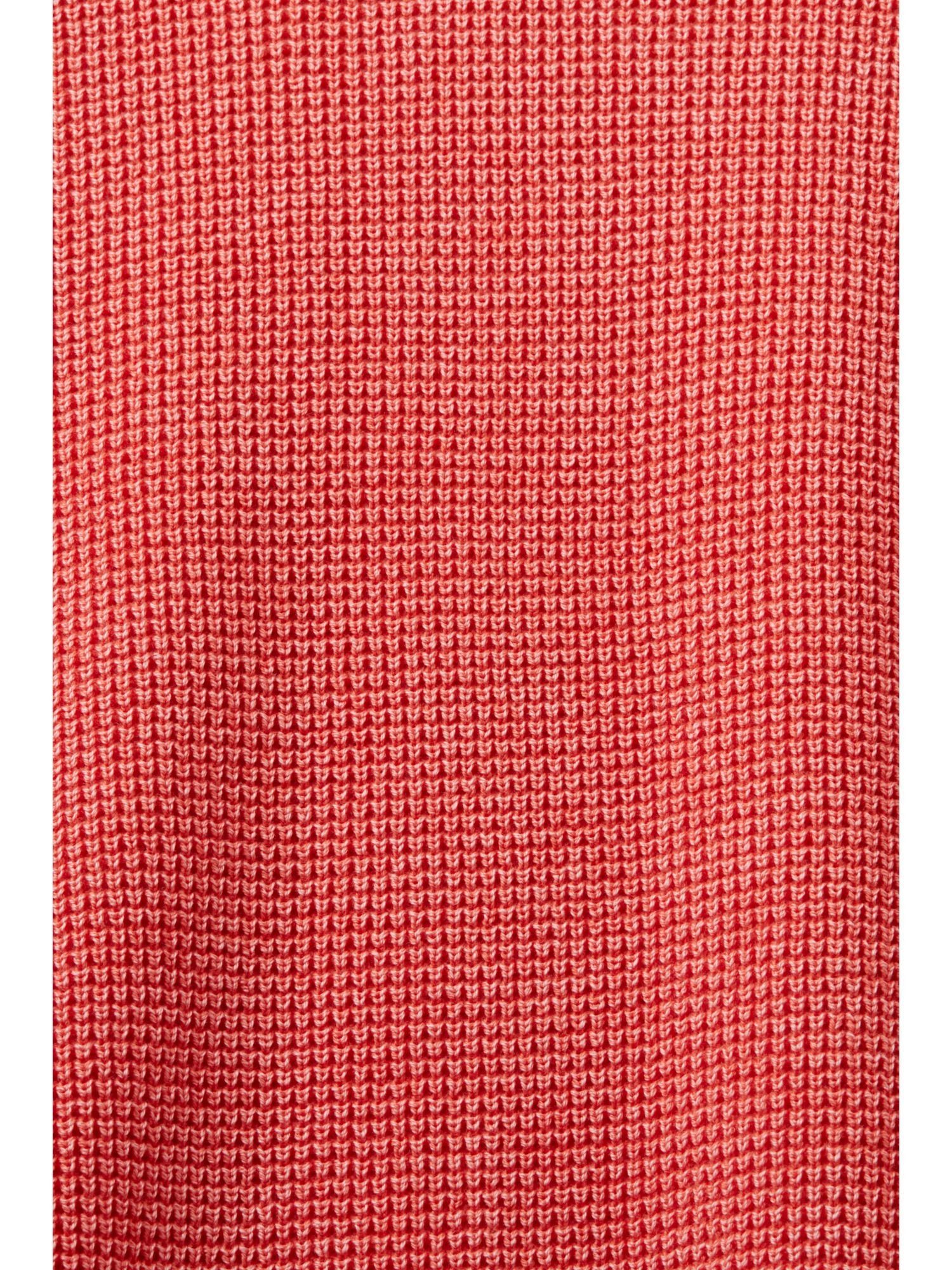 % Rundhalsausschnitt, Pullover 100 CORAL Rundhalspullover RED Baumwolle Esprit mit