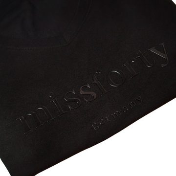 missforty T-Shirt Damen T-Shirt Shirt schwarz Jerseyshirt Geschenkidee 40.Geburtstag mit lizenziertem Print, mit Frontprint, mit V-Ausschnitt