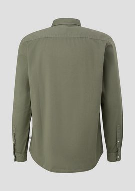 QS Langarmhemd Langarmhemd aus Twill Label-Patch