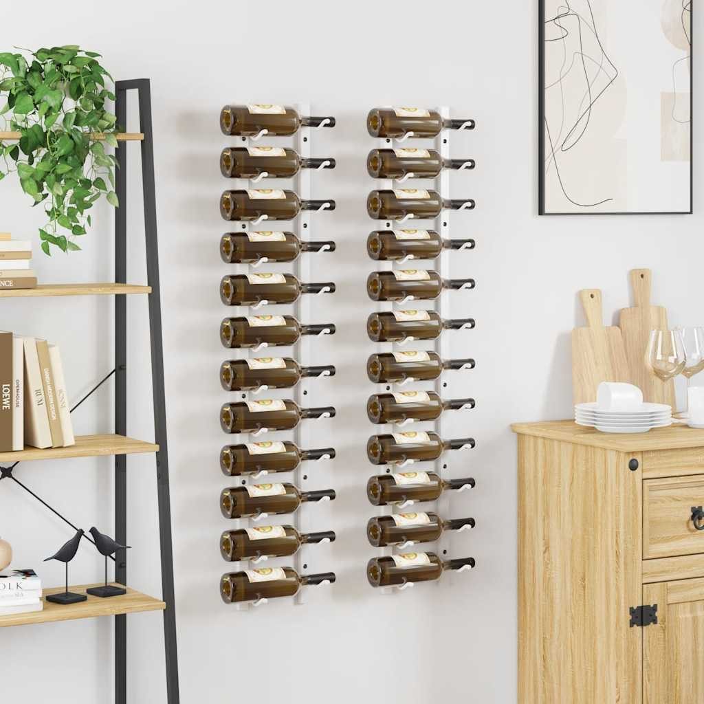 vidaXL Weinregal Wand-Weinregal für 12 Flaschen 2 Stk. Weiß Eisen, 1-tlg.