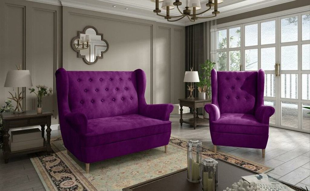 Xlmoebel Polstergarnitur Grau Chesterfield Sofa mit liebevoller Detailverarbeitung, (2-teilig, 2-tlg., 2+1 Sofa Set), Hergestellt in Europa