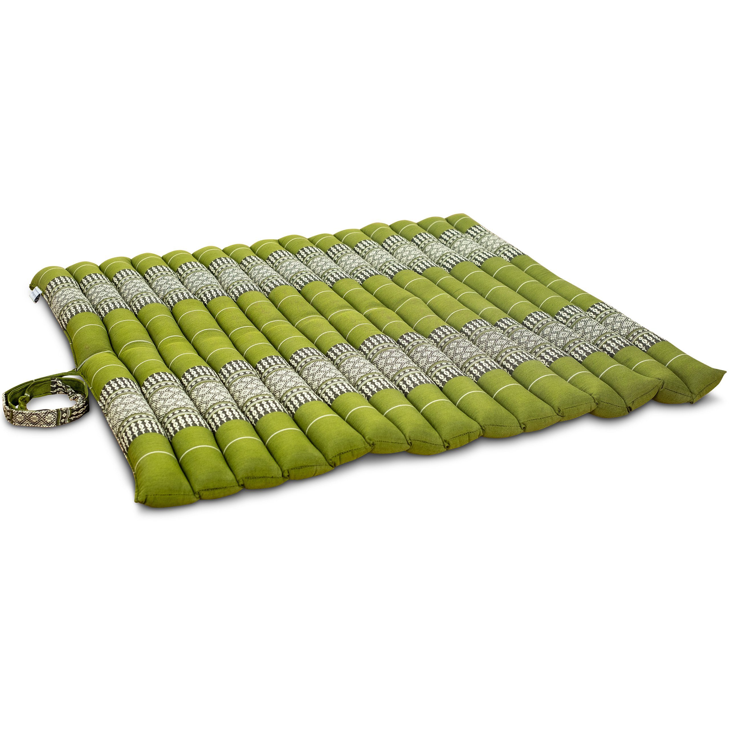 Grün vegan Sitzkissen 75x75x4,5cm, und 75 cm, handgefertigt, Steppkissen livasia Kapok
