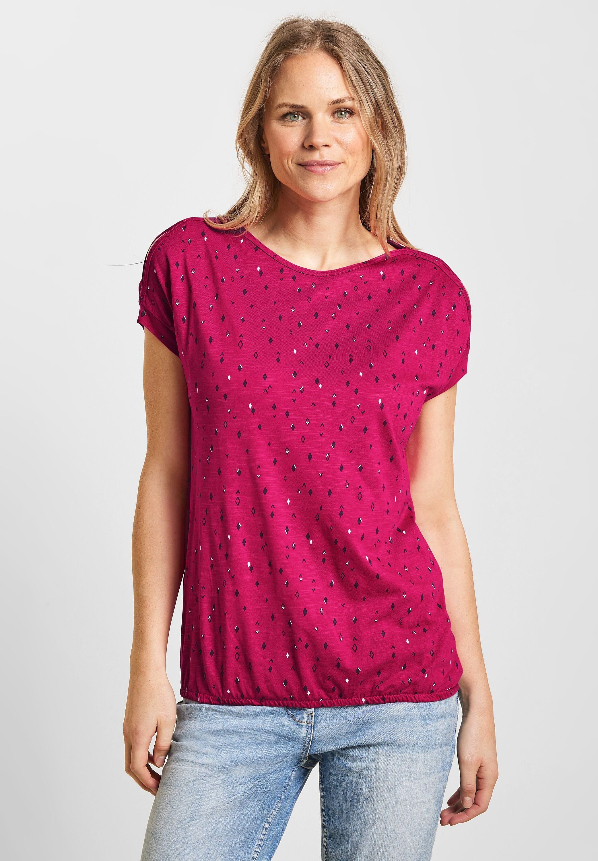 Cecil T-Shirt mit überschnittenen Damenshirt Schulterschlitz Schultern, mit