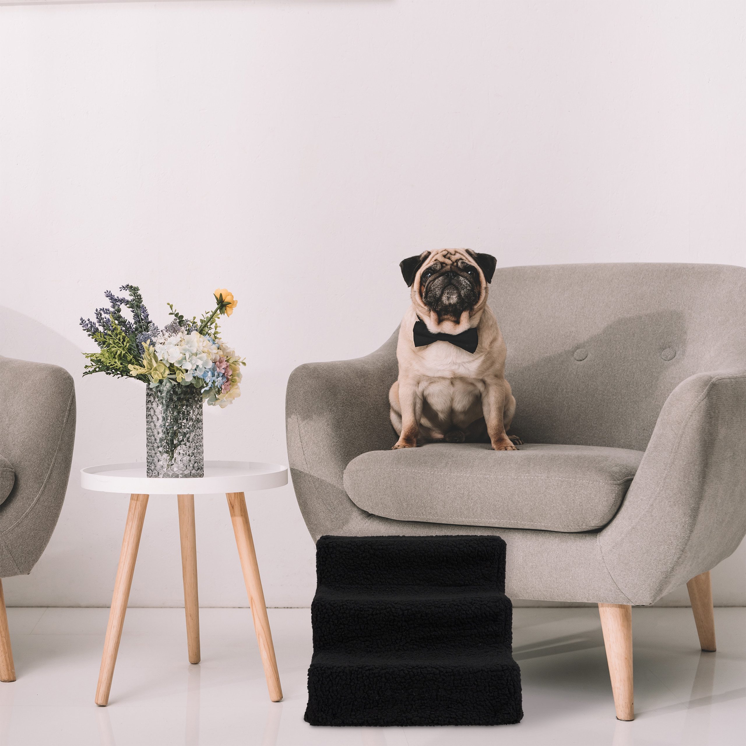 relaxdays Haustiertreppe Hundetreppe 3 Stufen, schwarz günstig online kaufen