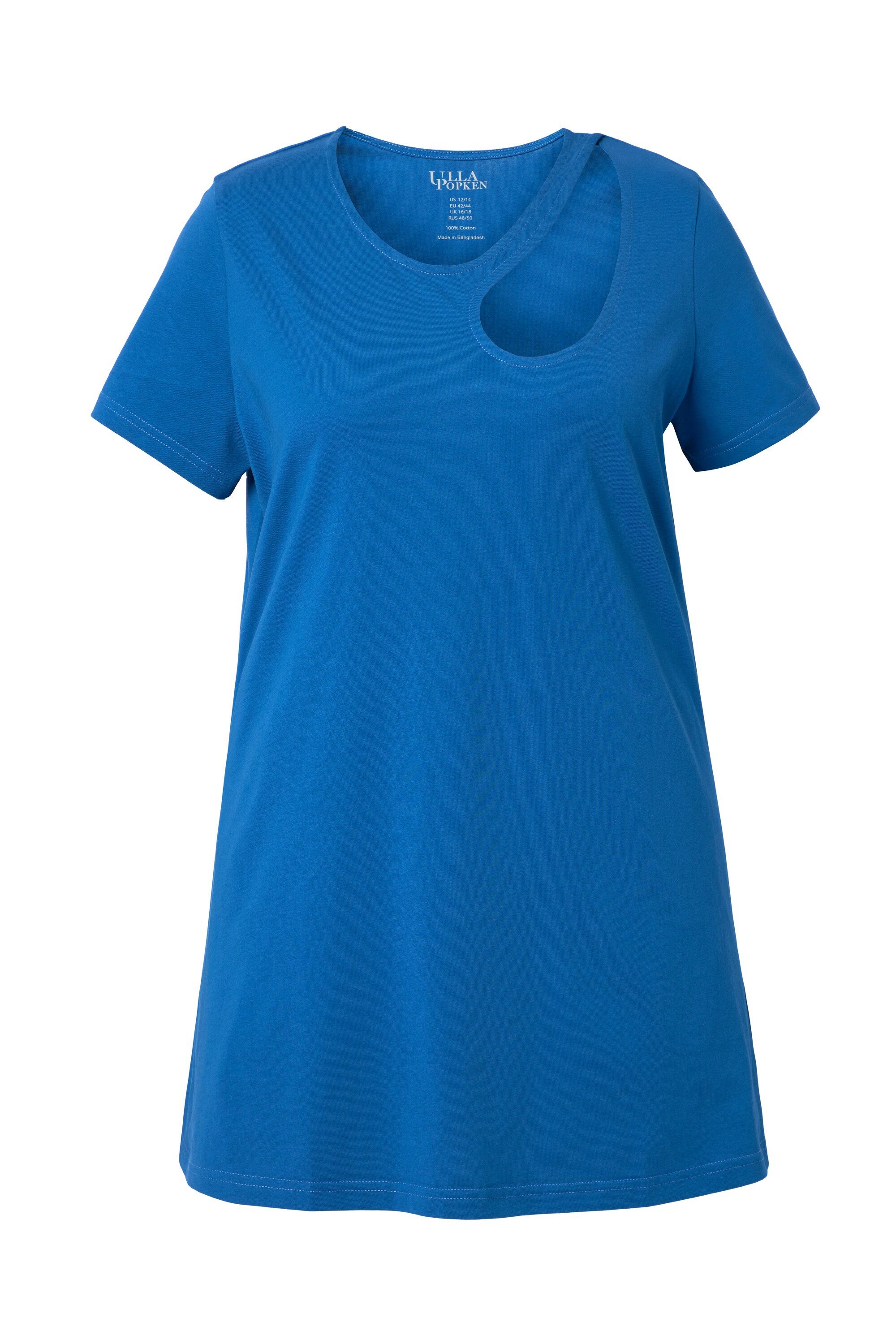 Ulla Popken Longshirt Longshirt Cut-Out A-Linie Rundhals Halbarm
