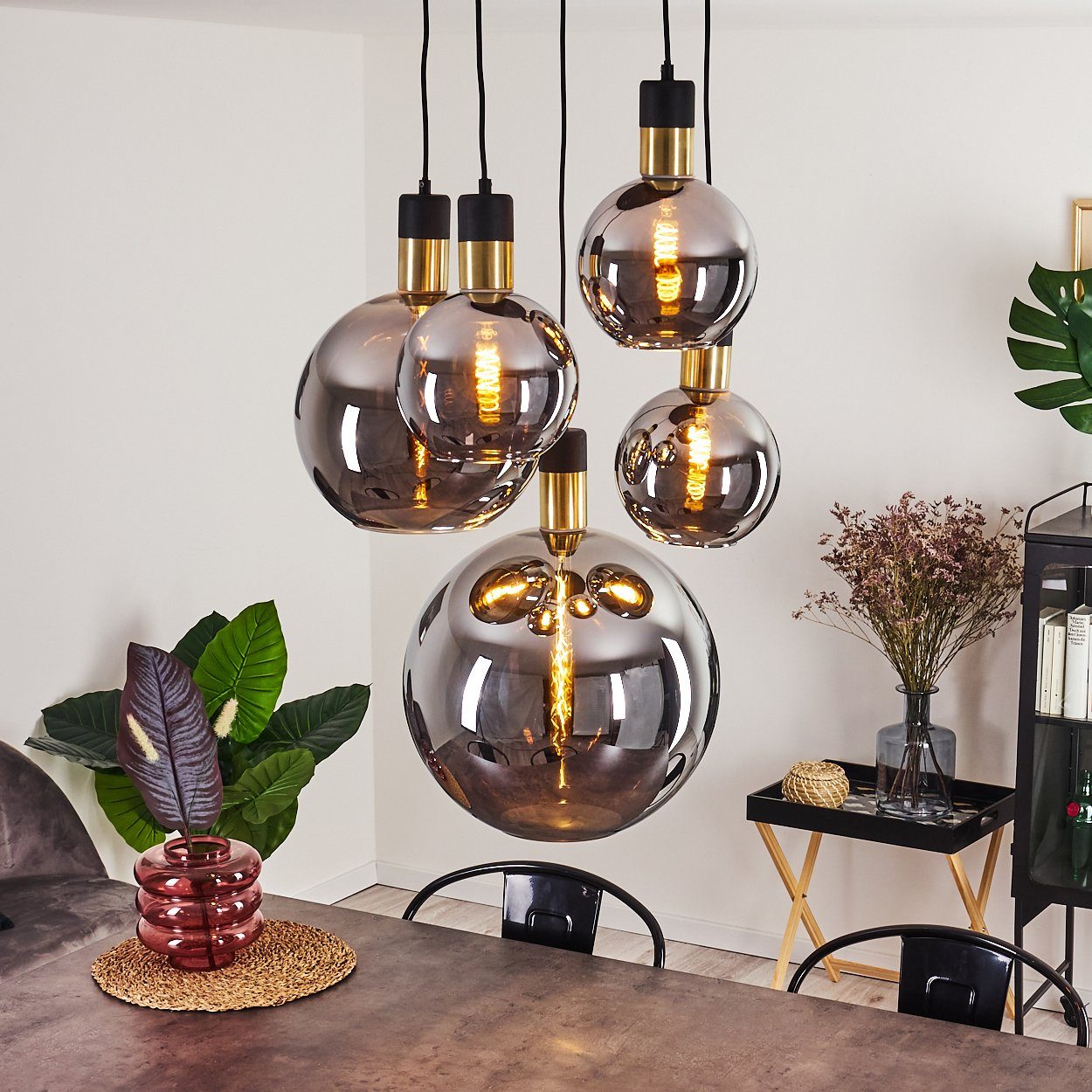 Produktbild von Vintage Hängelampe Schwarz/Gold – Stoffschirm Für Wohn-, Ess- Und Schlafzimmer | Hofstein