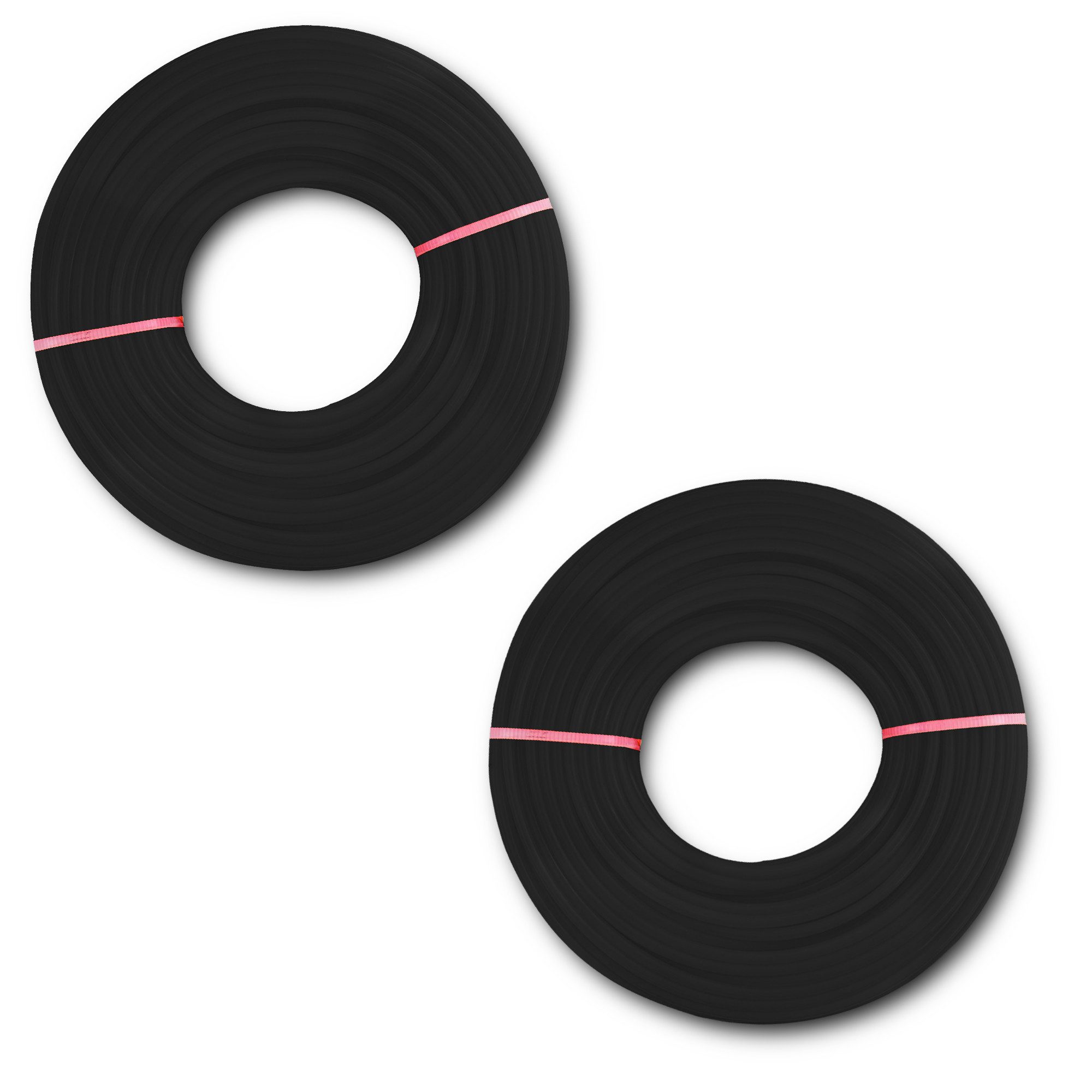 HOOZ Trimmerfaden in versch. Farben - Mähfaden Trimmerschnur für Rasentrimmerspulen, 15 m Länge, 3 mm Fadendurchmesser, (Set, 2-St., Schwarz), Signalfarben
