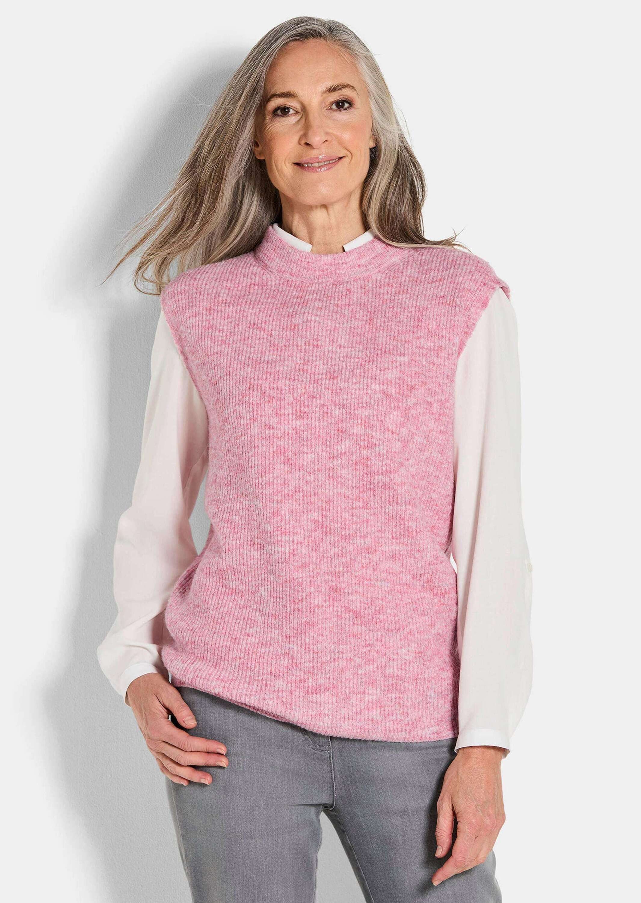 GOLDNER Strickpullover Edler Rippstrick Pullunder, Stehkragen Modischer Kur günstig online kaufen