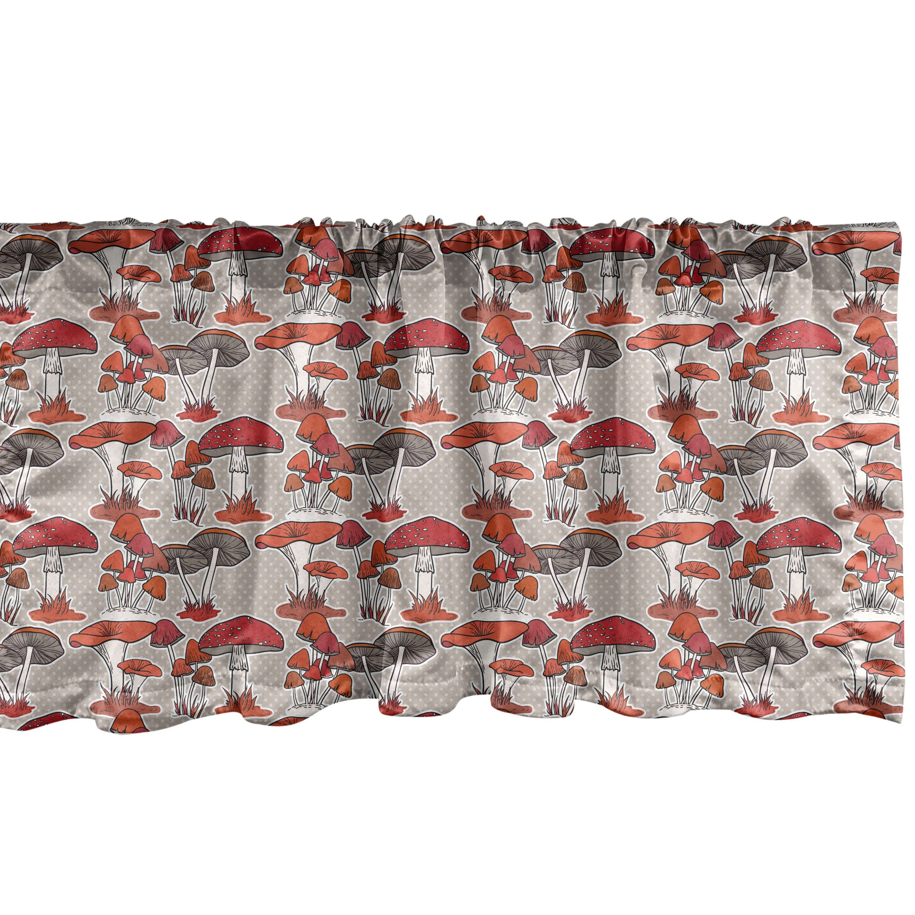 Scheibengardine Vorhang Volant für Küche Schlafzimmer Dekor mit Stangentasche, Abakuhaus, Microfaser, Natur Jungle Fall Pilze