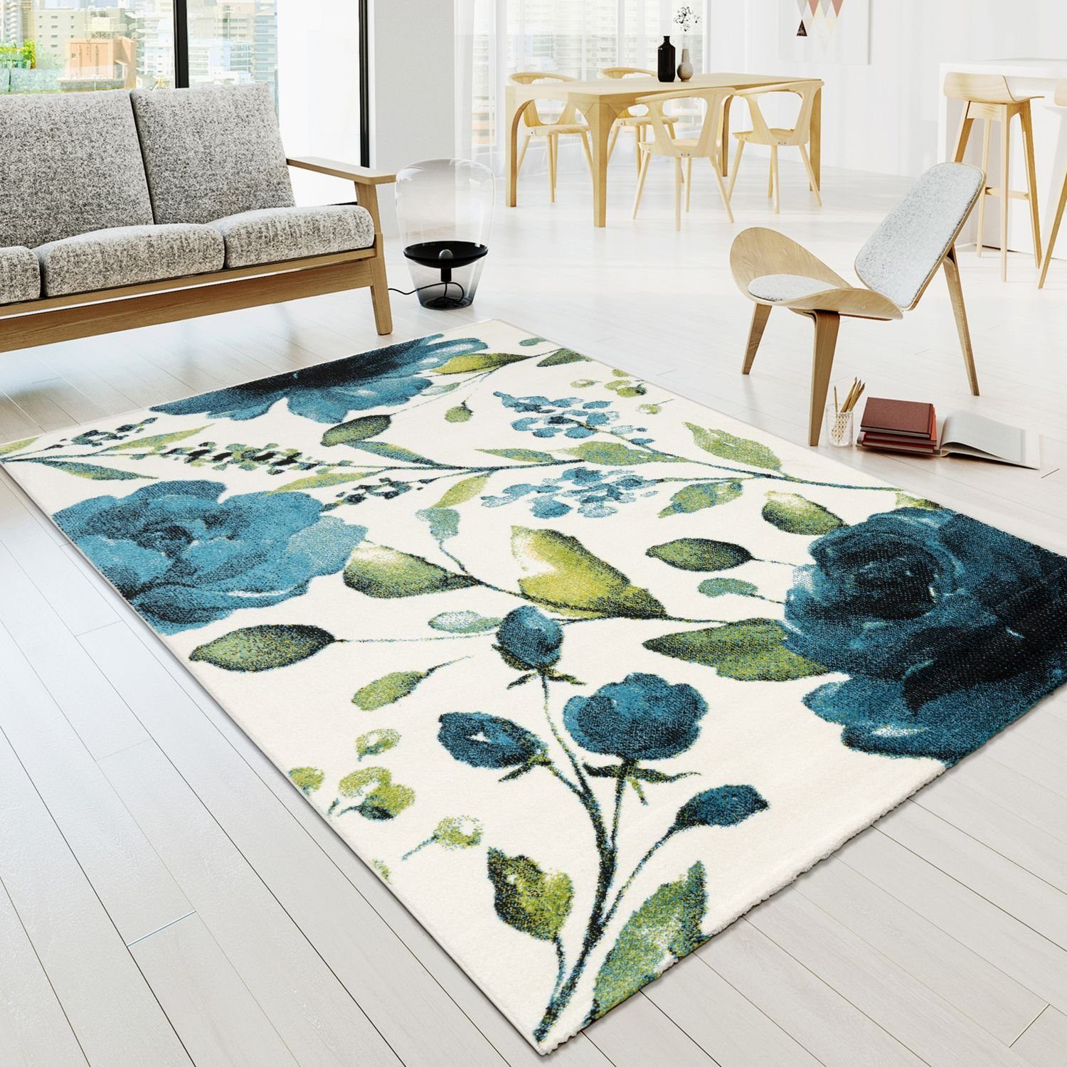 Teppich Wohnzimmer Teppich Bunt Kurzflor Soft Blau mm 16 Modern Designs, Home, Höhe: TT Abstrakte rechteckig