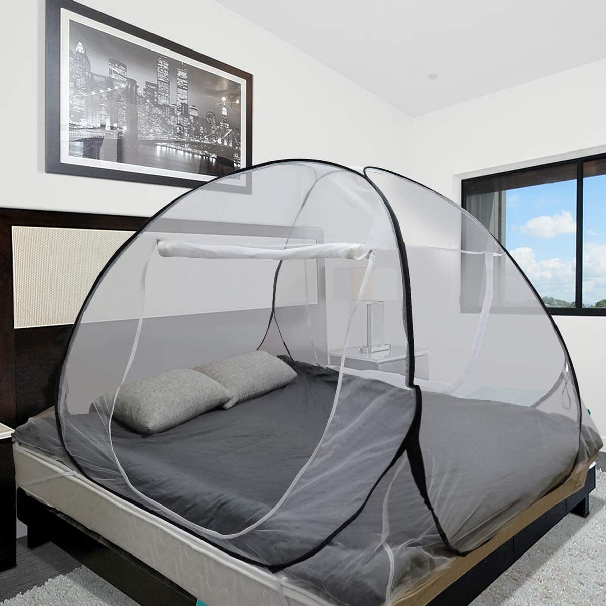 Sekey Moskitonetz Pop-up 180 145cm Bett für Baldachin, 200 Doppelbett x x Faltbare Insektenschutz