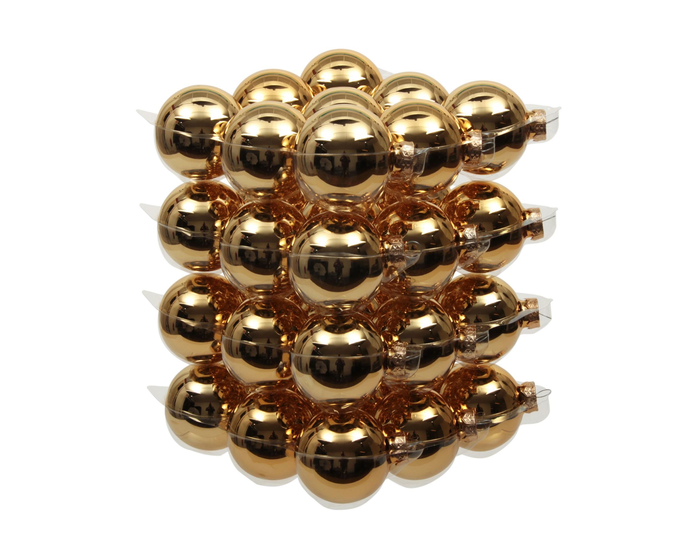 Dahlia Studios Weihnachtsbaumkugel 36 x GLAS CHRISTBAUMKUGELN 6cm GOLD GLANZ + MATT WEIHNACHTSKUGELN DOSE