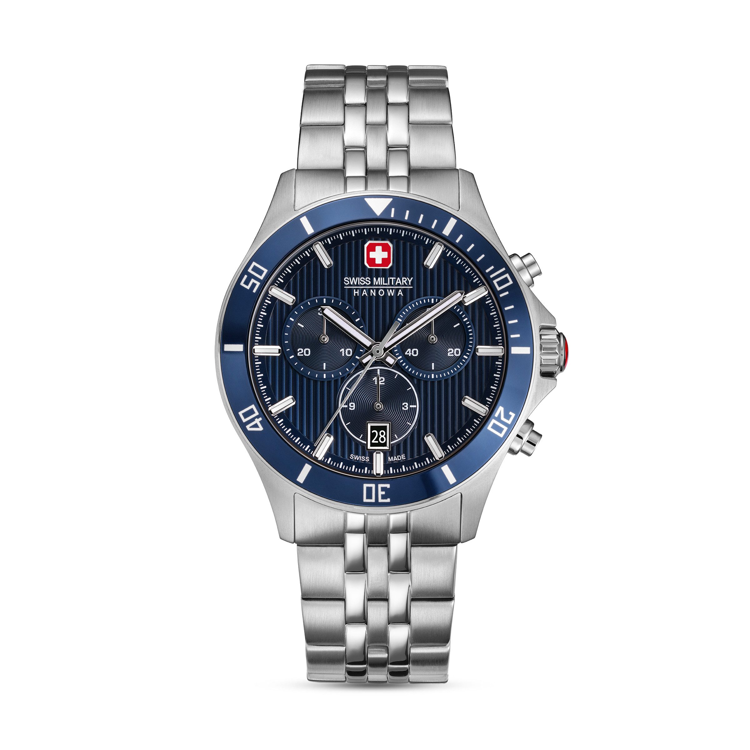 Swiss Military Hanowa Chronograph Flagship Heritage Chrono SMWGI0007603, Quarzuhr, Armbanduhr, Herrenuhr, Swiss Made, Edelstahlarmband, analog