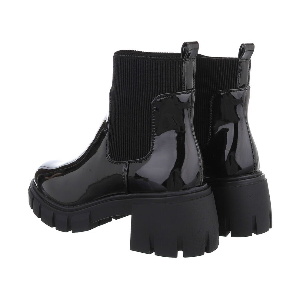Ital-Design Damen Chelsea Freizeit Plateaustiefelette (84556842) Blockabsatz Chelsea Boots in Schwarz