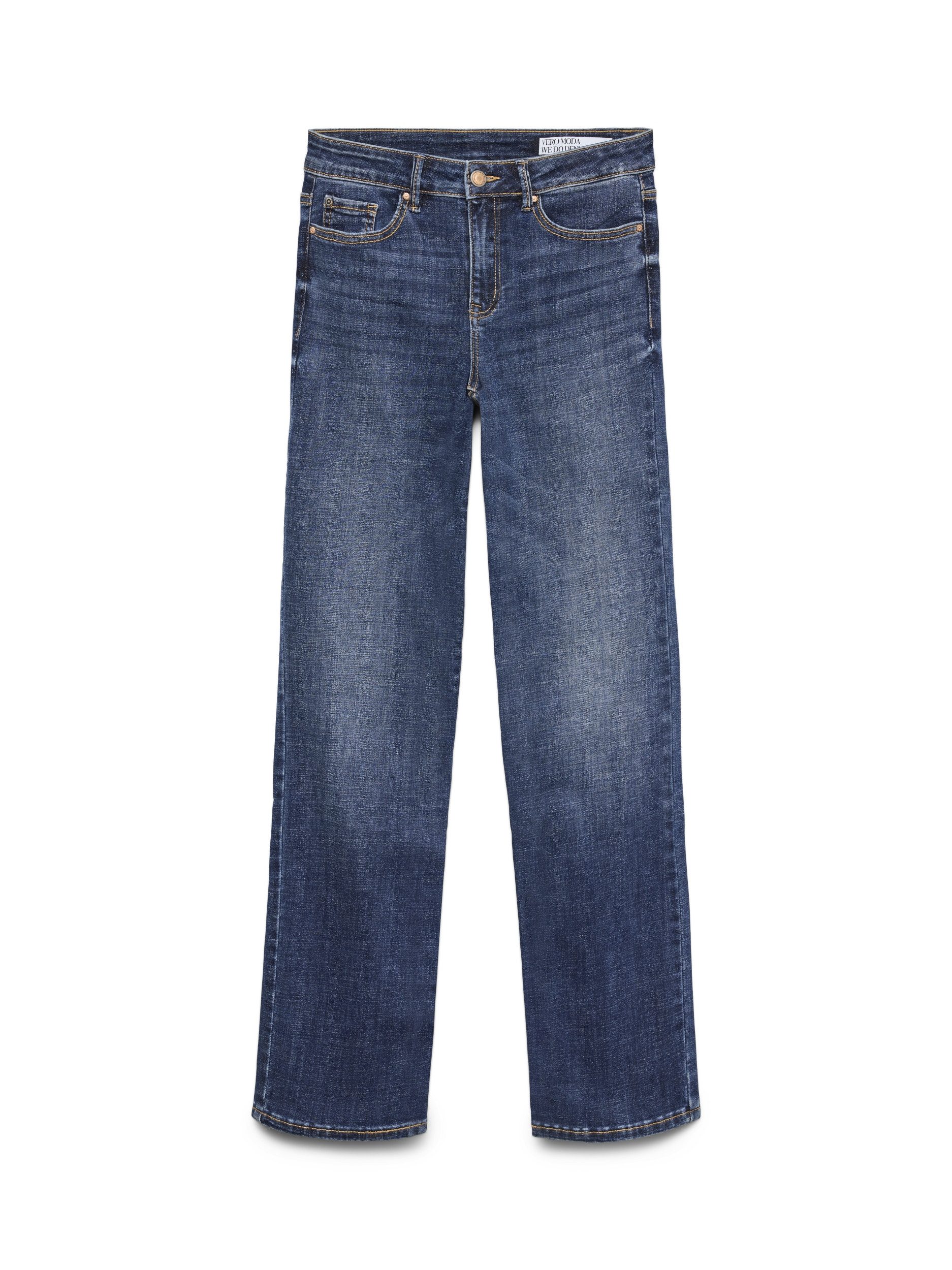 Vero Moda Slim-fit-Jeans VMFLASH MR STRAIGHT JEANS LI3300 GA, Dark Blue Denim