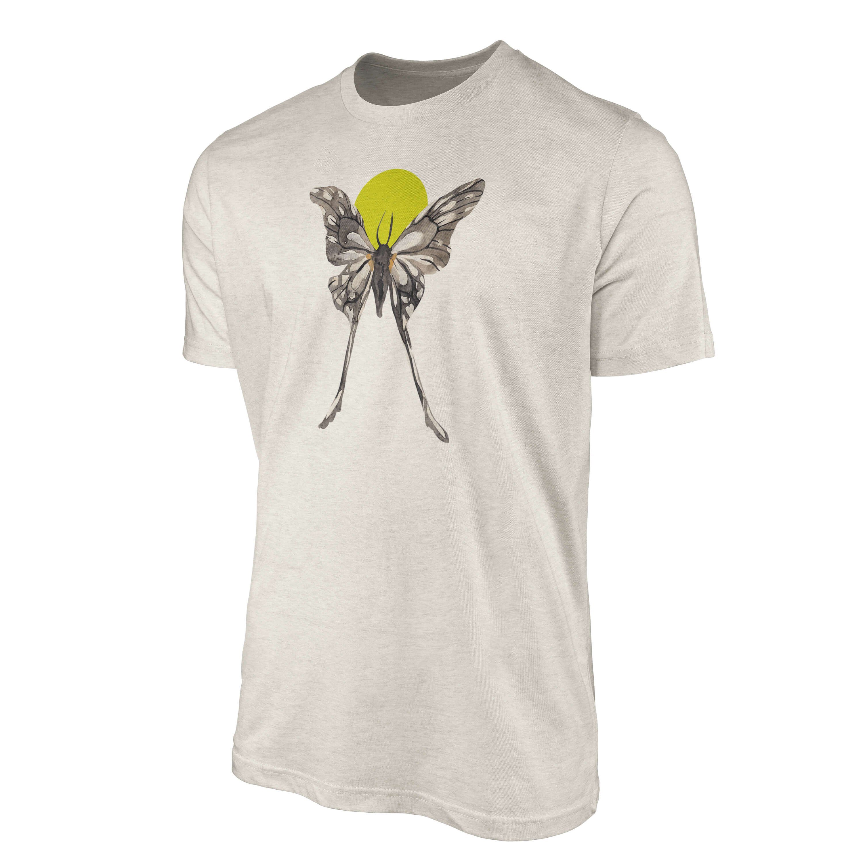 Sinus Art T-Shirt Motiv Herren T-Shirt (1-tlg) Nachhaltig Bio-Baumwolle Farbe 100% Ökomo Schmetterling Shirt Aquarell Organic