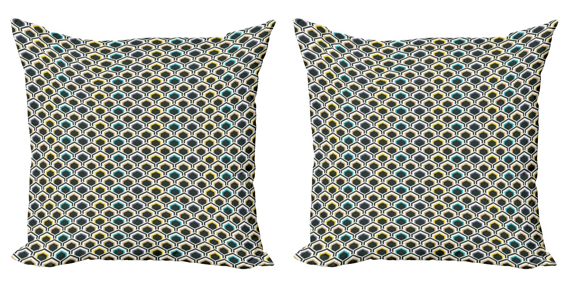 Kissenbezüge Modern Accent (2 Doppelseitiger Stück), Geometrisch Hexagonal Overlapping Abakuhaus Digitaldruck