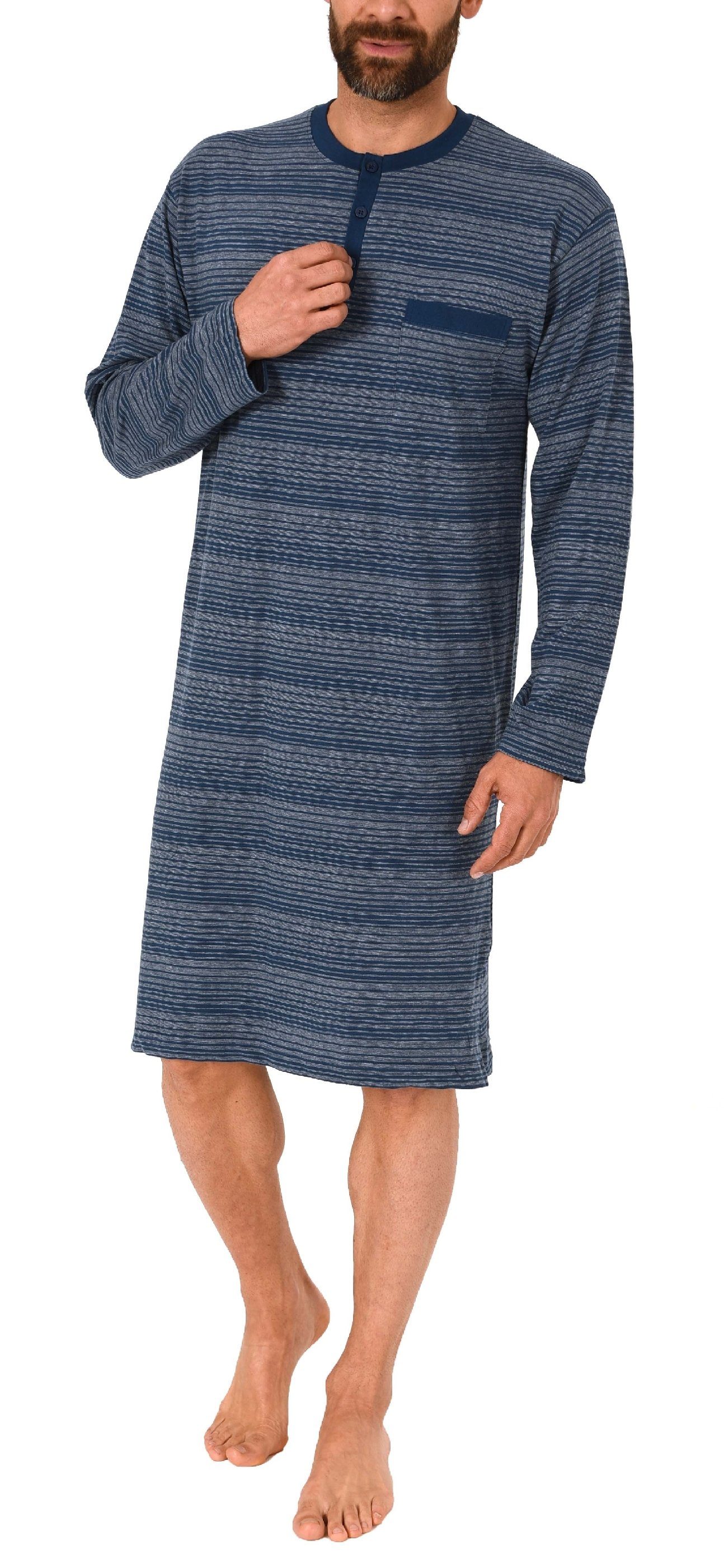 Normann Pyjama Herren Nachthemd langarm Streifenoptik günstig online kaufen