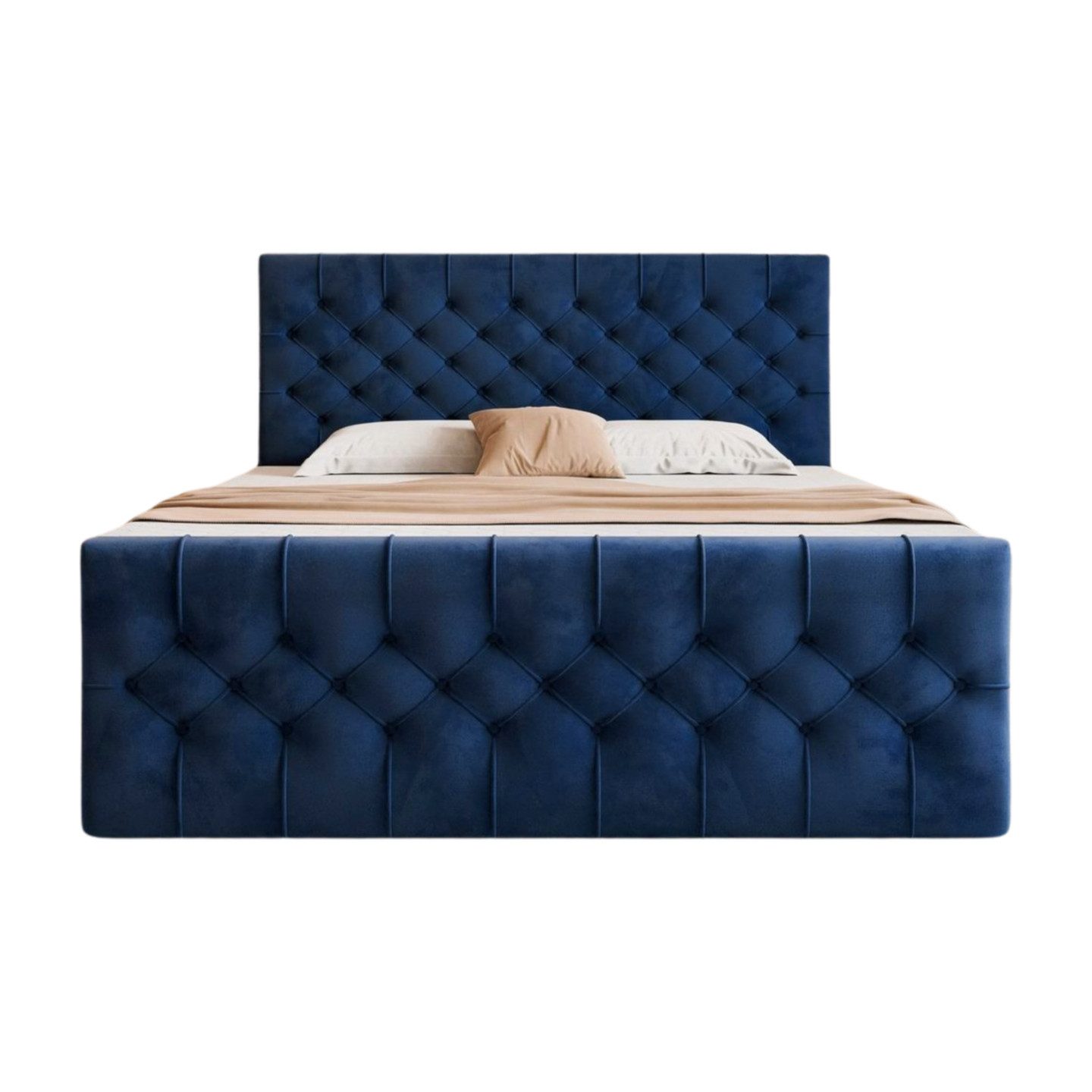 Goldstoff Boxspringbett TAURIEL mit Zwei Bettkasten günstig online kaufen