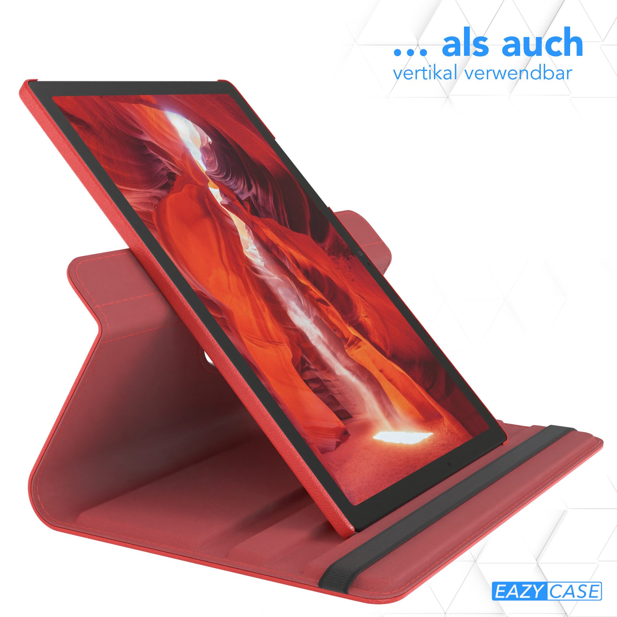 EAZY CASE Tablet-Hülle Rotation Case für Samsung Galaxy Tab A8 10.5 LTE 10,5 Zoll, Tabletcase Flipcover Smart kratzfest Hülle aufstellbar drehend Rot – Bild 5 von 5