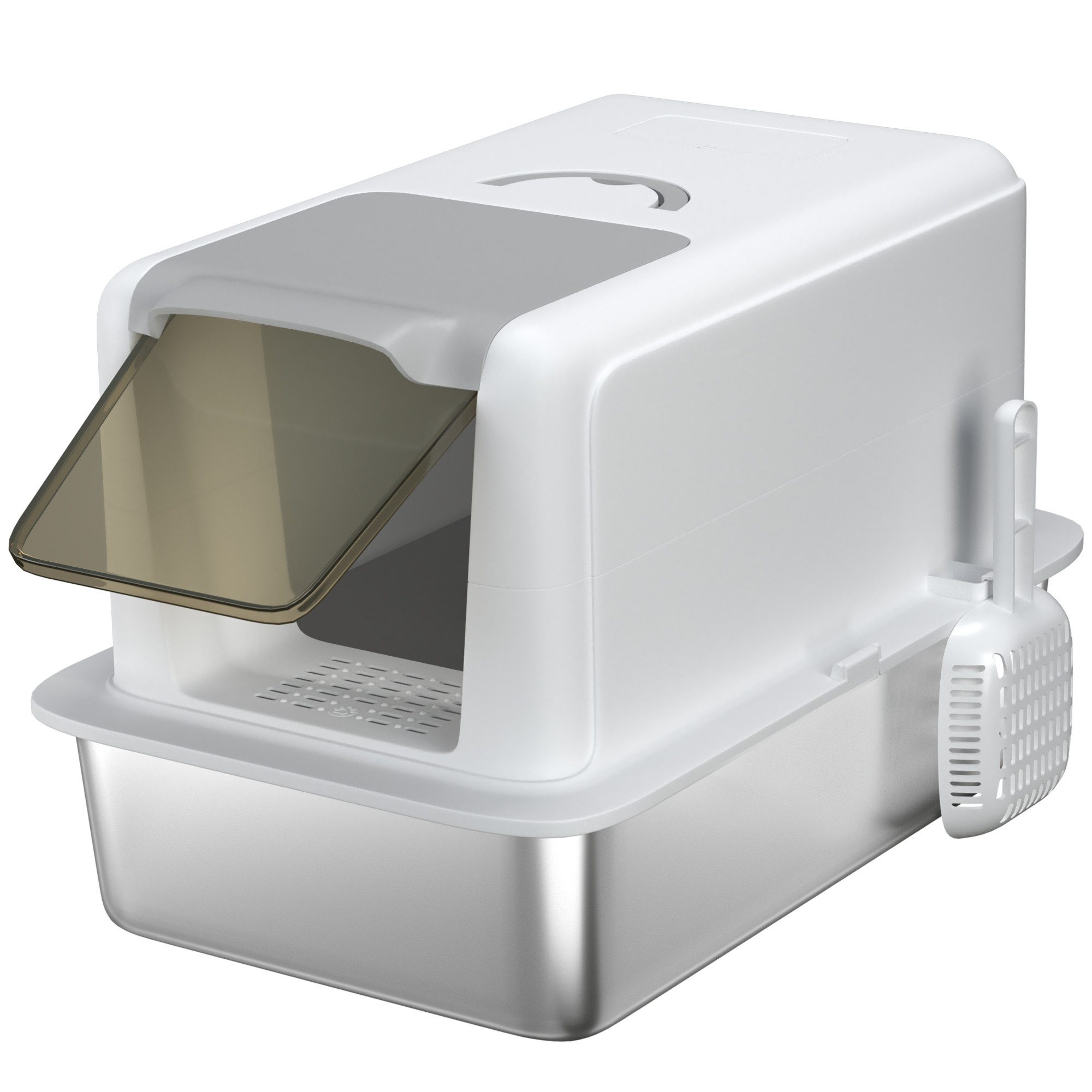 MC Star Katzentoilette mit Deckel, Wanne aus Edelstahl, eingebauter Streufi günstig online kaufen