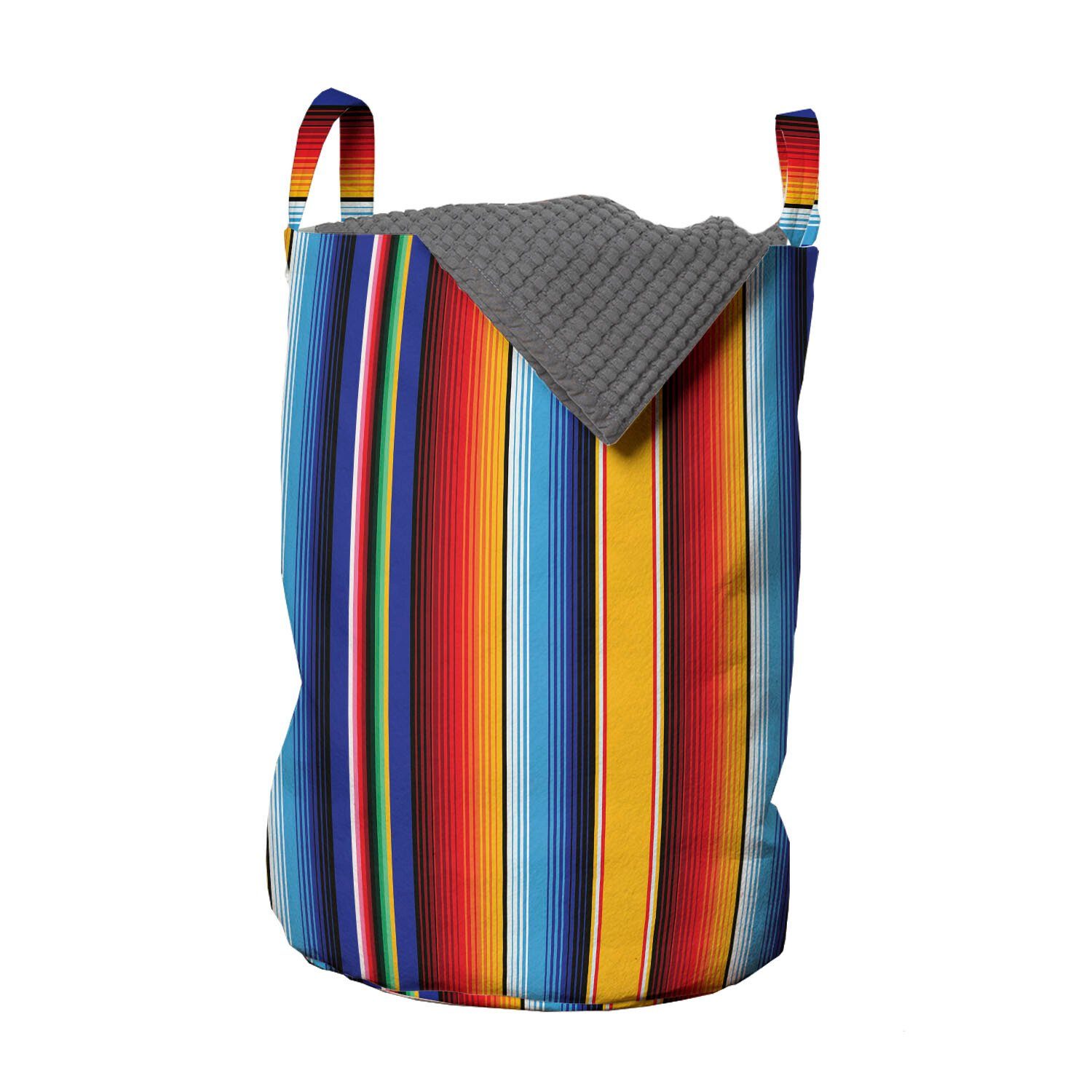 Abakuhaus Wäschesäckchen Wäschekorb mit Griffen Kordelzugverschluss für Waschsalons, Bunt Vertikal Festival Stripes