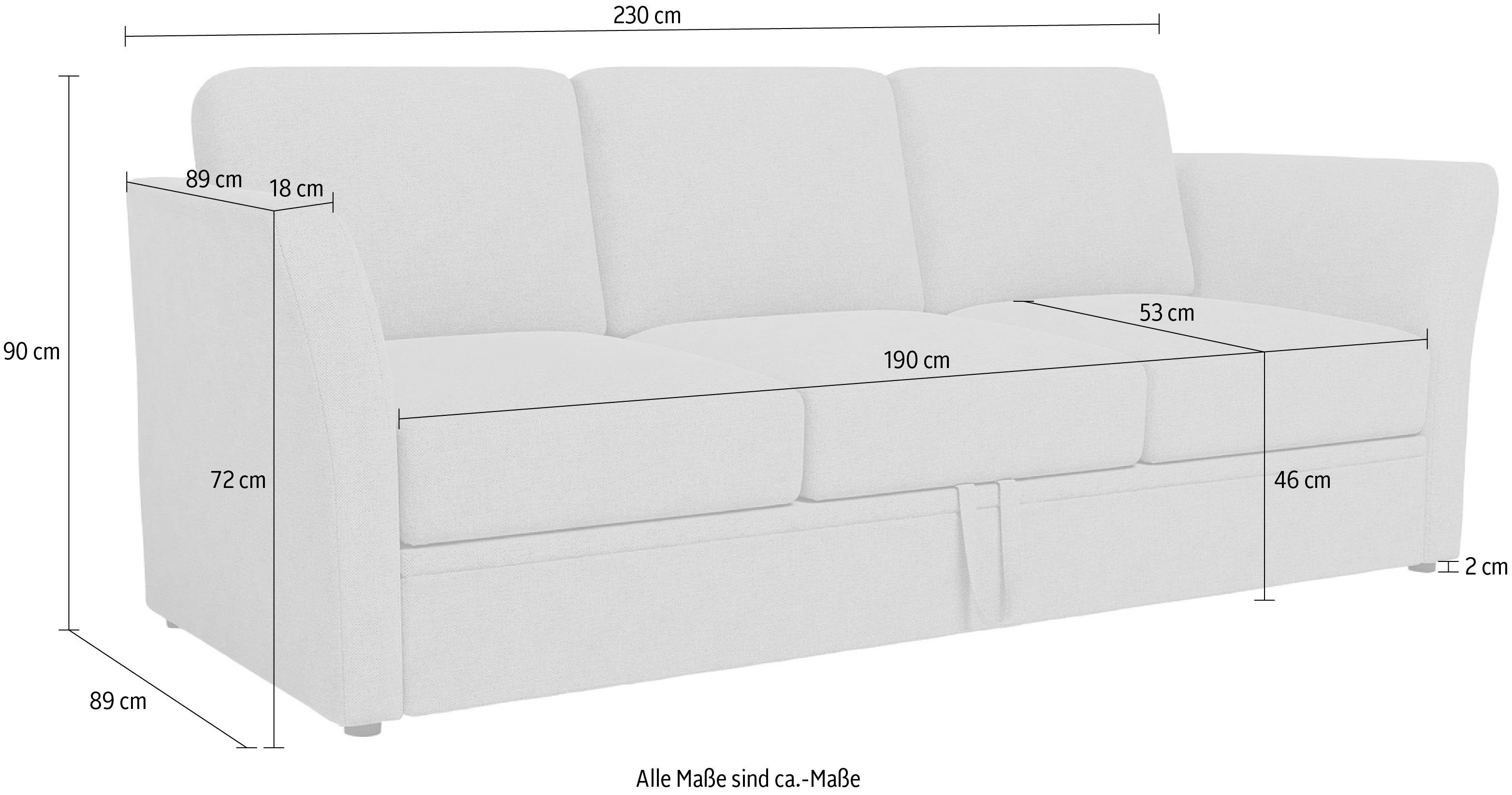 Home affaire 3-Sitzer Bezugsqualitäten mit Bettfunktion, zwei in Lavars, verschiedenen