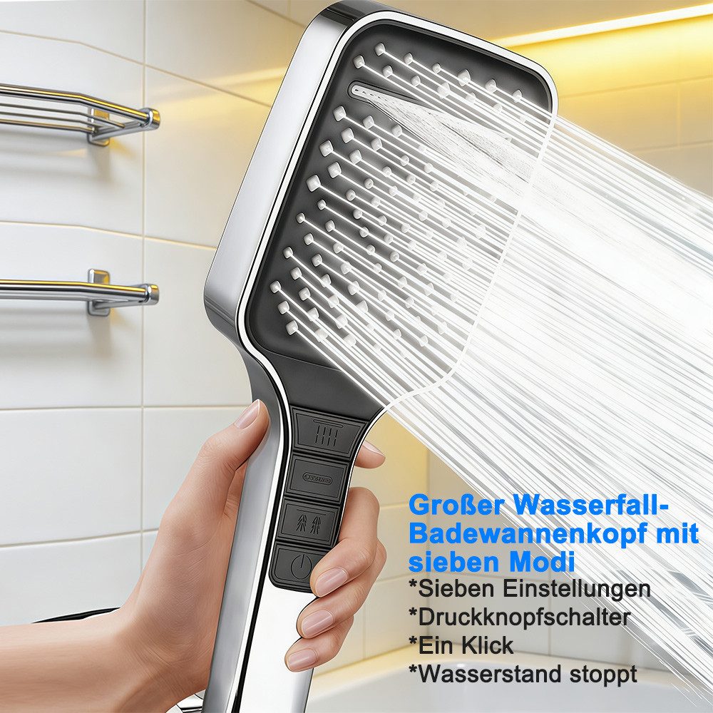 GLIESE Handbrause Duschkopf mit Druckverstärker mit 150 cm Brauseschlauch, (3-tlg) – Bild 4 von 5