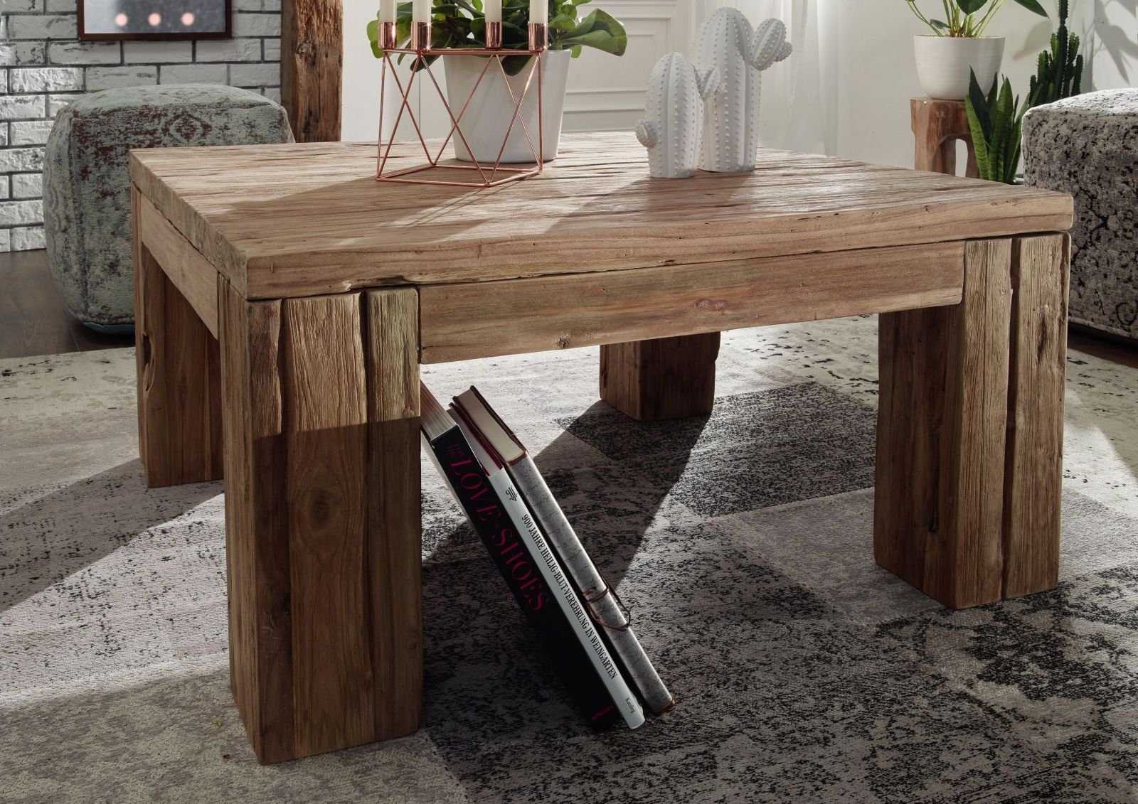 Massivmoebel24 Couchtisch Couchtisch Teak 90x90x45 BASSANO #104