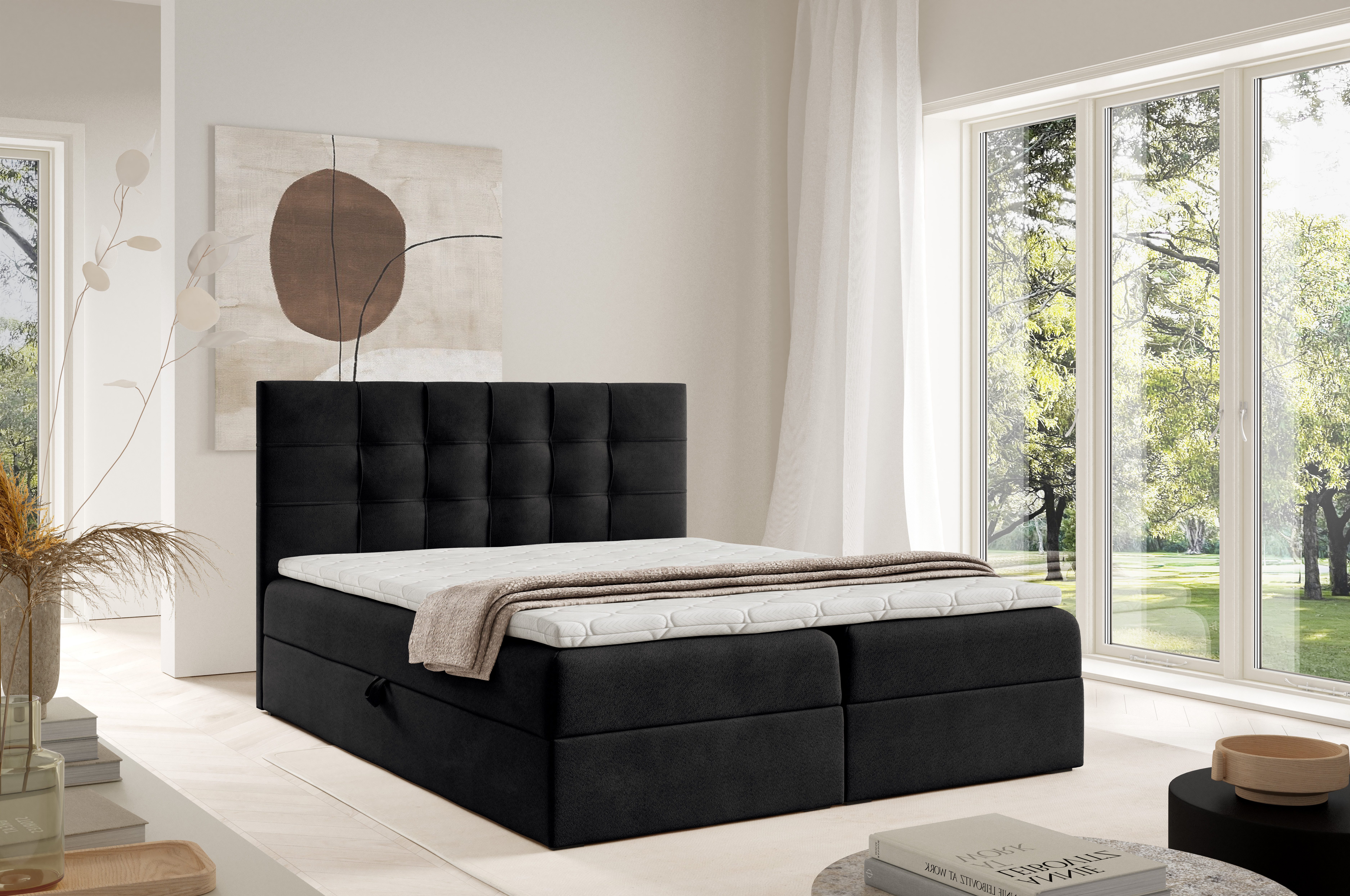 MF Design Boxspringbett Boxspringbett TOP 1 mit Bettkasten und Federautomatik, Vorhanden