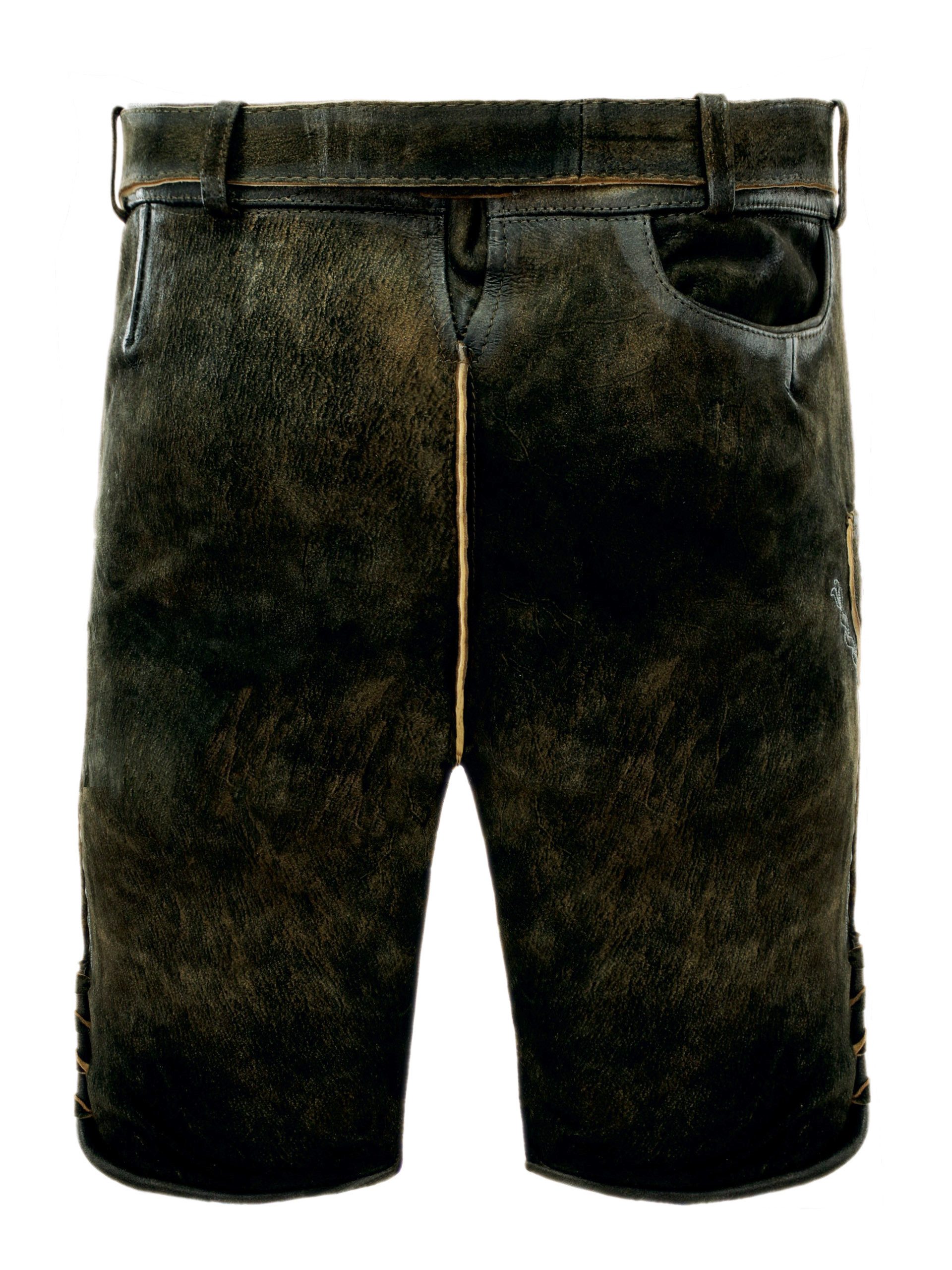FUCHS Trachtenlederhose Trachtenlederhose Herren kurz Dunkelbraun Echtleder Tracht (1-tlg)