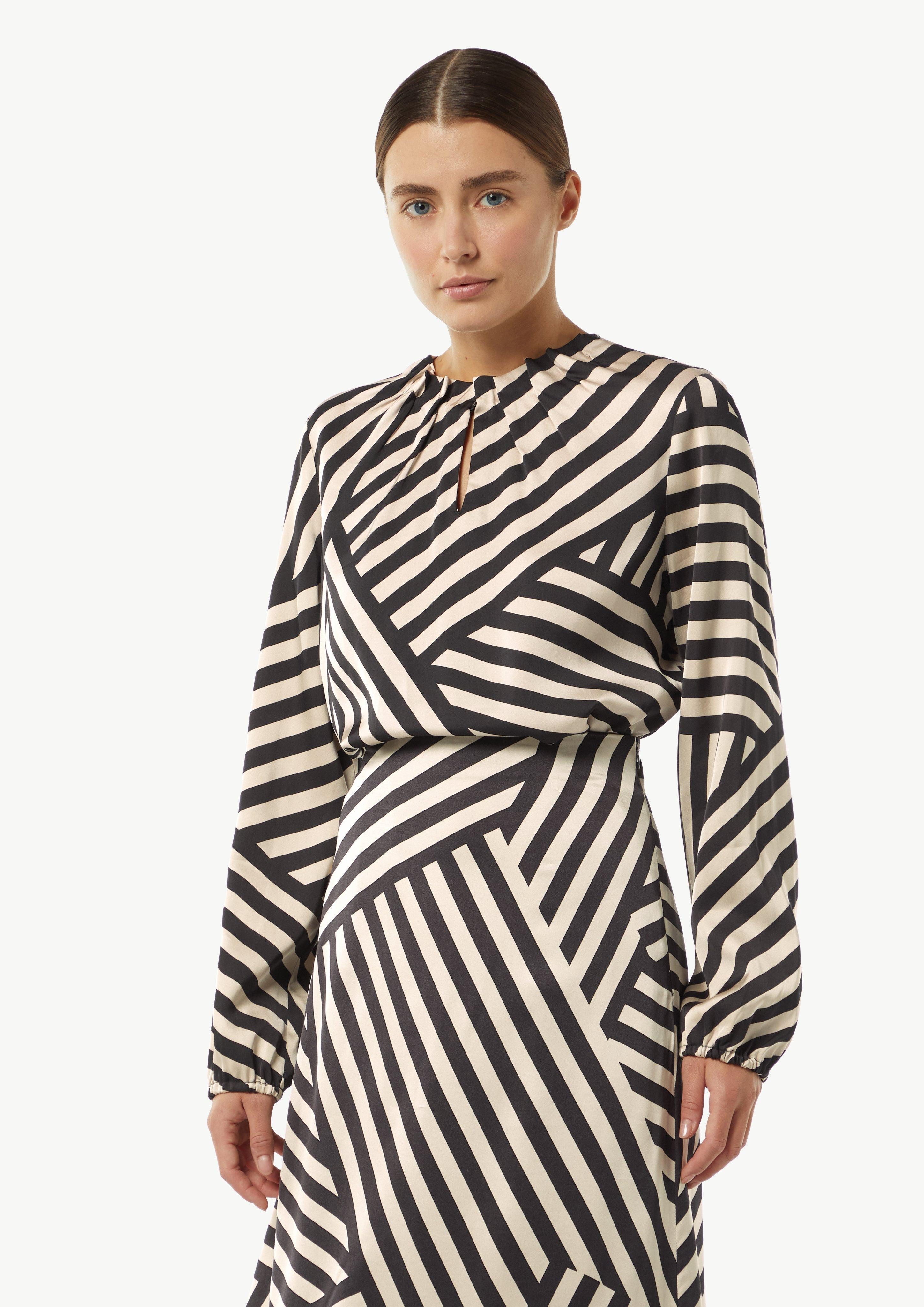 Comma Langarmbluse Gestreifte Satinbluse mit Raffung günstig online kaufen