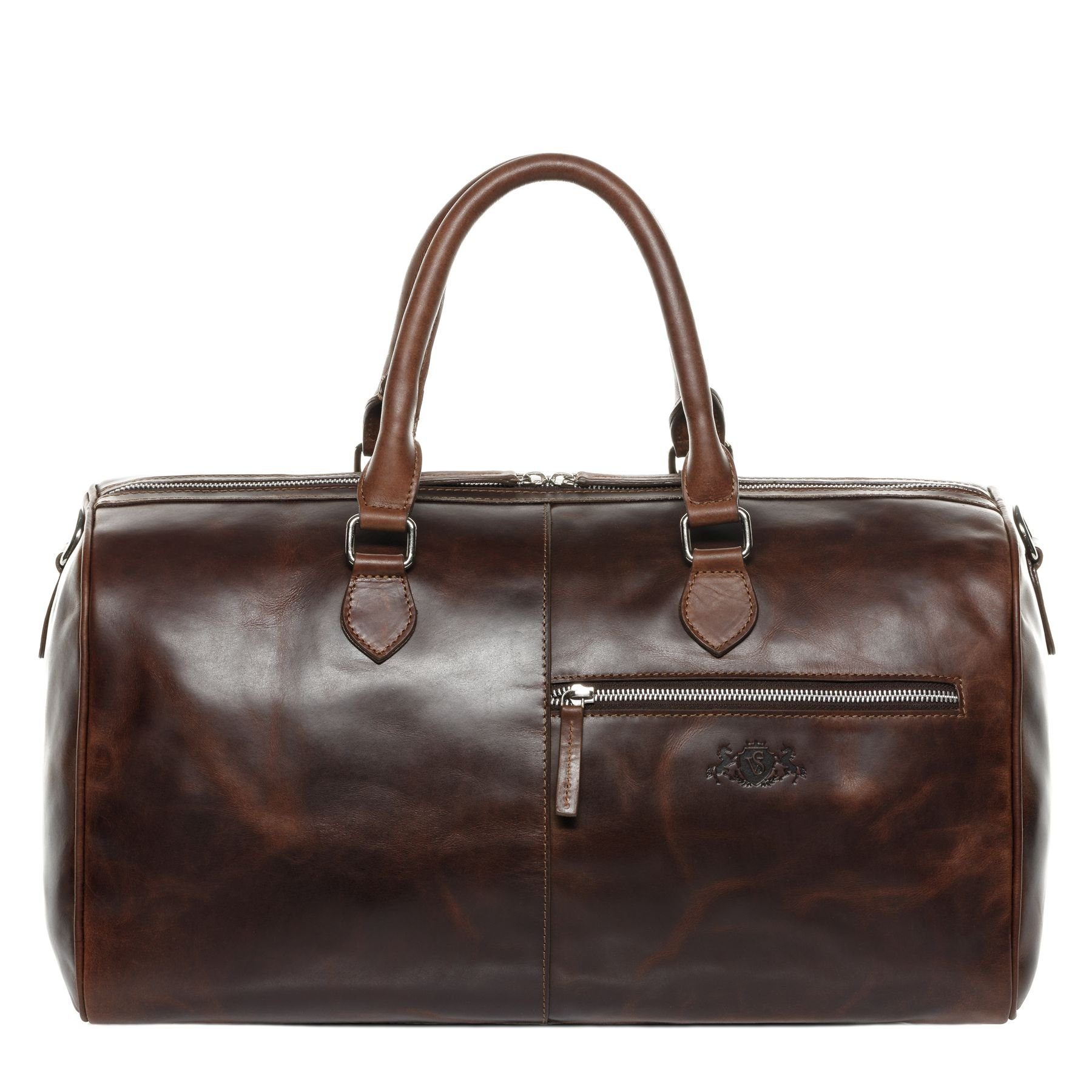 SID & VAIN Reisetasche Leder Weekender Unisex SEATTLE, Echtleder Reisegepäck für Damen & Herren, Sporttasche XL braun-cognac