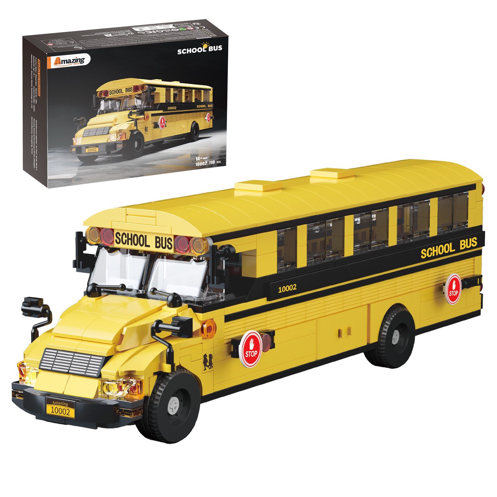 Bundviel Kreatives Stadt-Schulbus-Bausteinset Spielbausteine, (788 St)