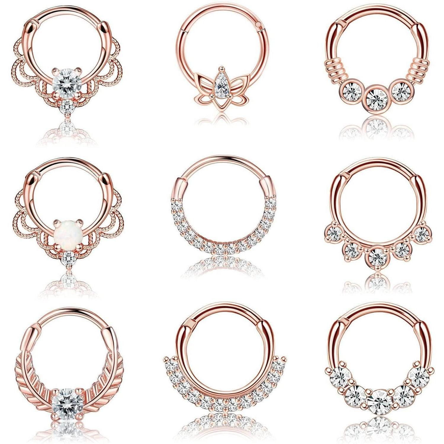 LuxusKollektion Nasenpiercing-Set Nasenpiercing Set 9tlg Gold/Silber 16G 8mm Roségold