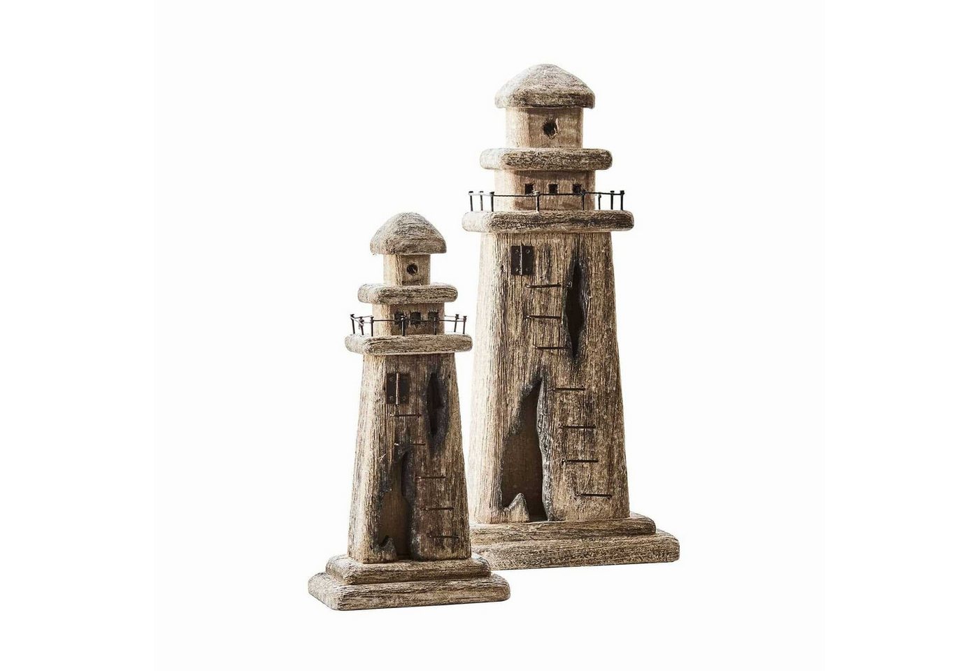 Mirabeau Dekoobjekt Deko-Leuchtturm 2er Set Bourgneuf braun/schwarz
