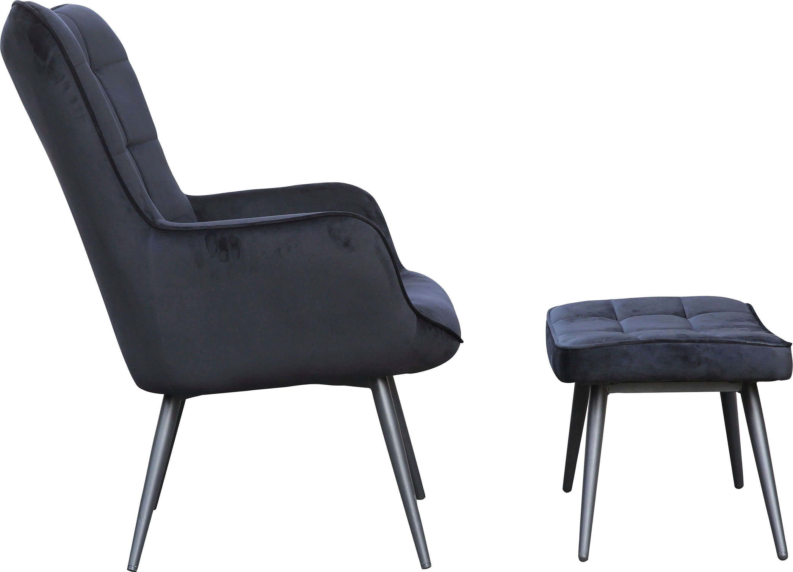 byLIVING Sessel Uta (1-St), wahlweise schwarz oder Samt | Hocker, Cord, Webstoff in oder ohne mit schwarz