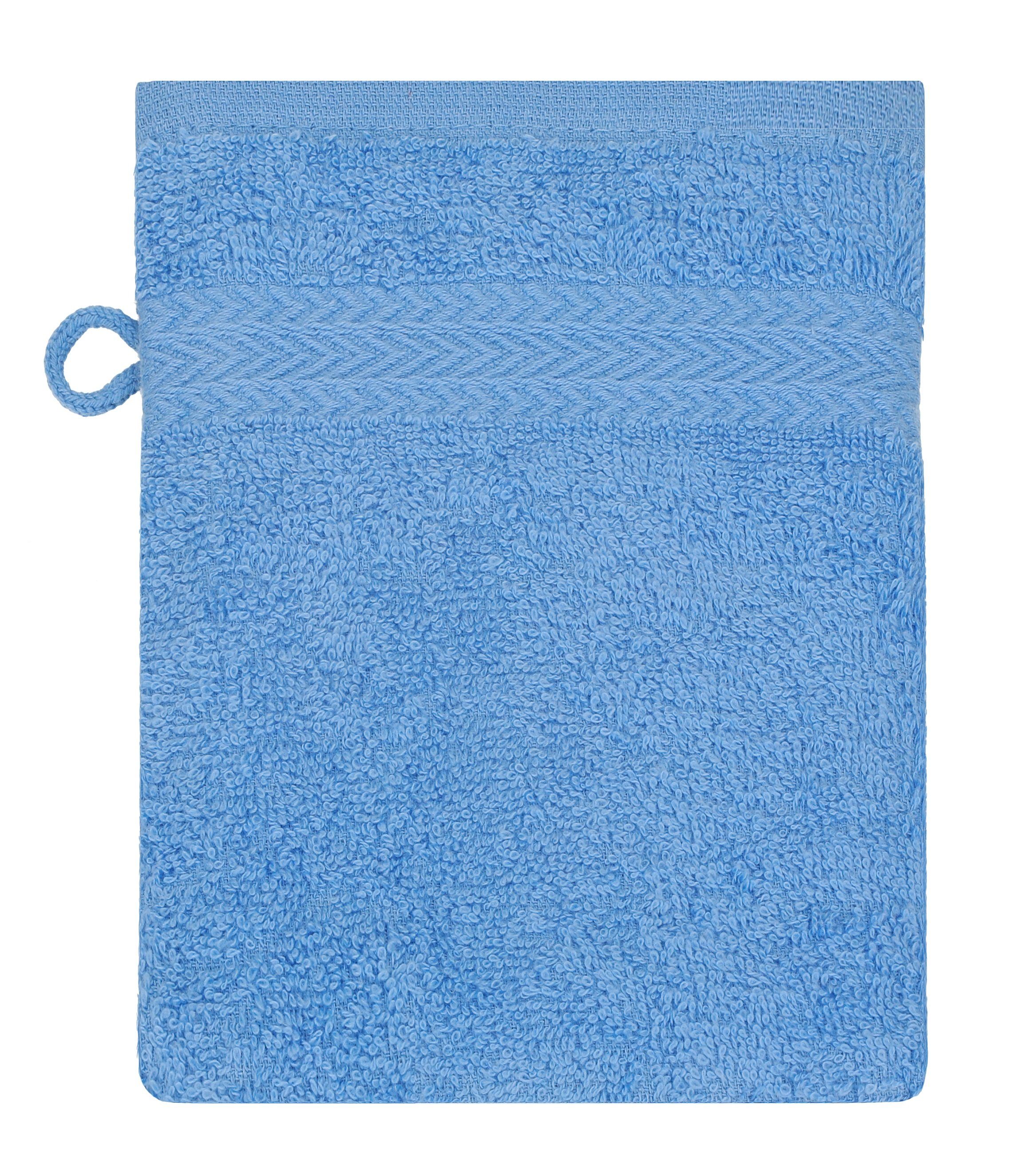 Betz Waschhandschuh Farbe orange Waschlappen 100% cm Premium Baumwolle 16x21 und Stück 10 Set Waschhandschuhe hellblau