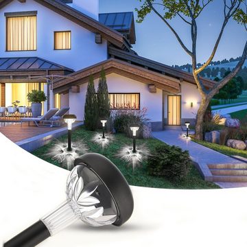 LETGOSPT LED Solarleuchte 6 Stück LED Solar-Gartenleuchten, Solarlampen für Außen Straßenlampe, LED fest integriert, IP65 Wasserdicht, für Hof, Landschaft, Rasen, Terrasse und Auffahrt