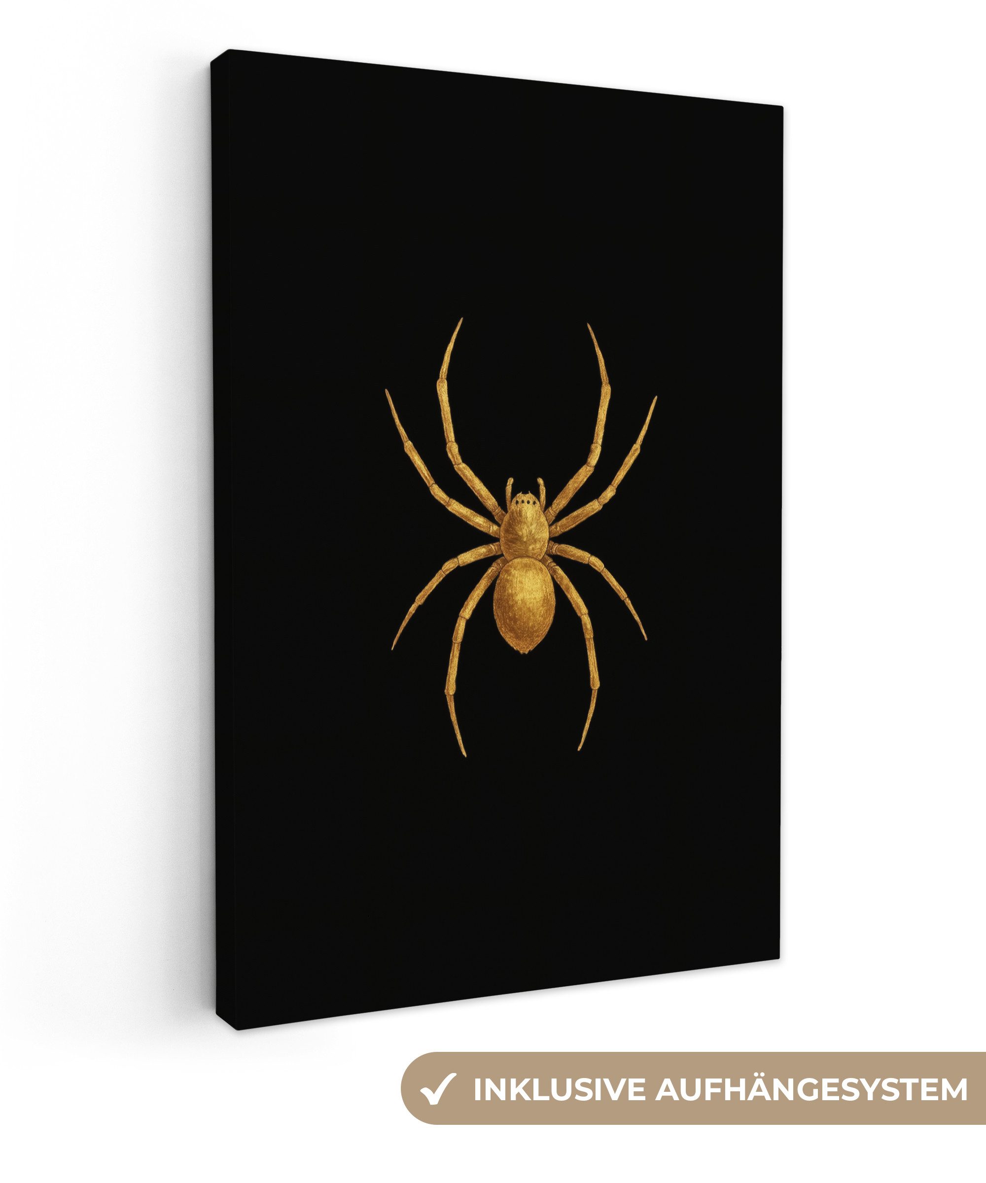 OneMillionCanvasses® Leinwandbild Spinne - Gold - günstig online kaufen